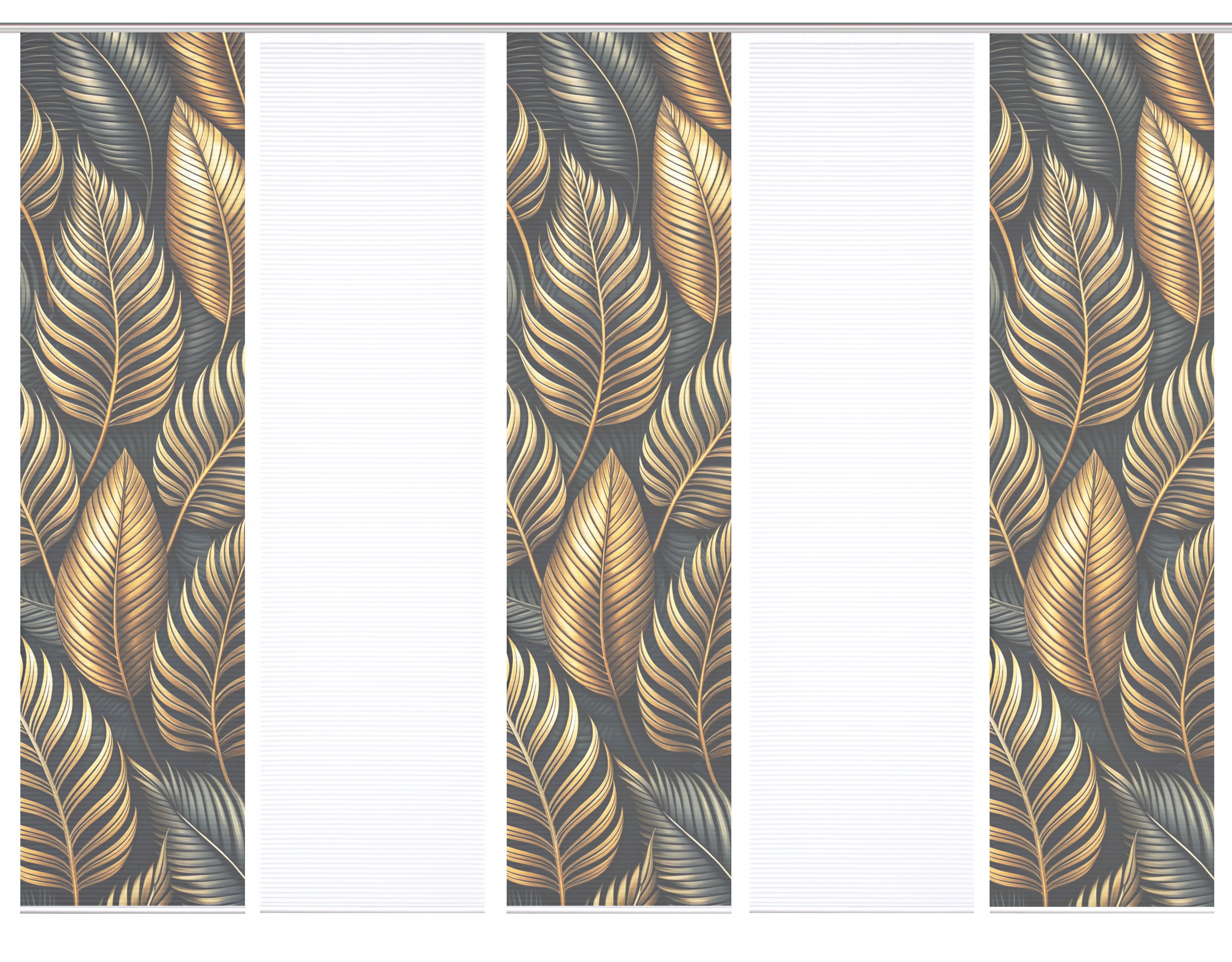 Thumbnail - HOME in green Schiebegardine "ZEDRIC" Paneelwagen 5 Stk. tlg. Bambusoptik, SET, recycelt, Digitaldruck