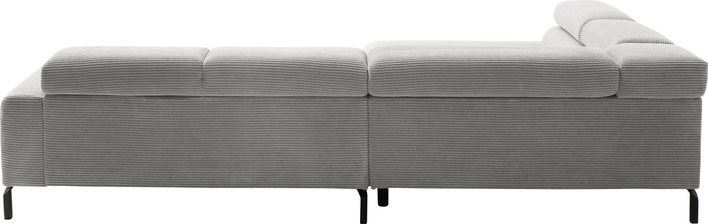 Places of Style Ecksofa »Antonelli, L-Form, inkl. Kopfteilverstellung, Breite 312 cm«, ohne Sitztiefenverstellung, in Cord, grau