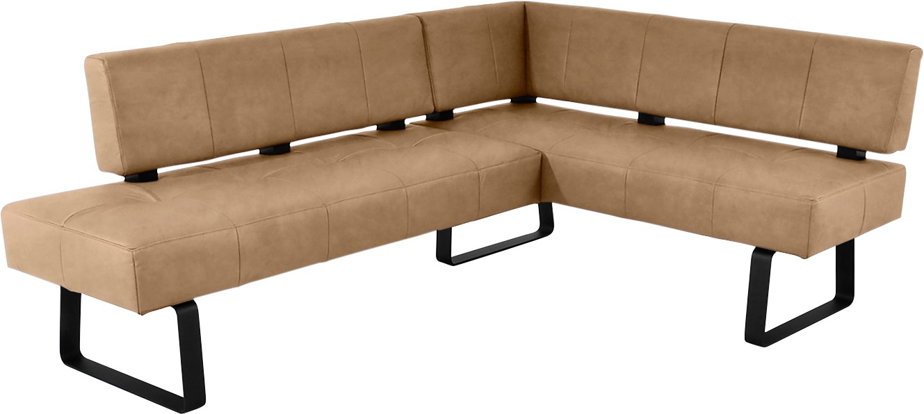 Eckbank K+W KOMFORT & WOHNEN "Spider II", braun (cognac 71, schwarz), B:227cm H:88cm T:165cm, Sitzbänke, Eckbank, Sitzsteppung, bequem durch Sandwichbauweise, 2 Stellmaße 3