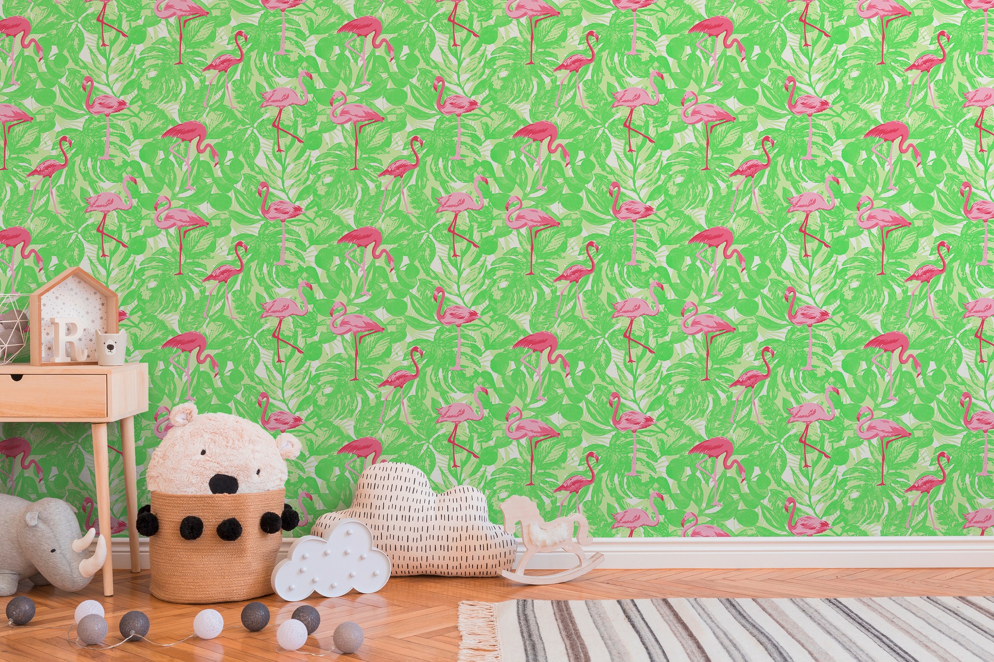 A.S. Création Vliestapete »Boys & Girls 6 mit Flamingos« Wald | botanisch | floral strukturiert Tapete Tiere Tapeten Wohnzimmer Schlafzimmer Küche modern Design Optik
