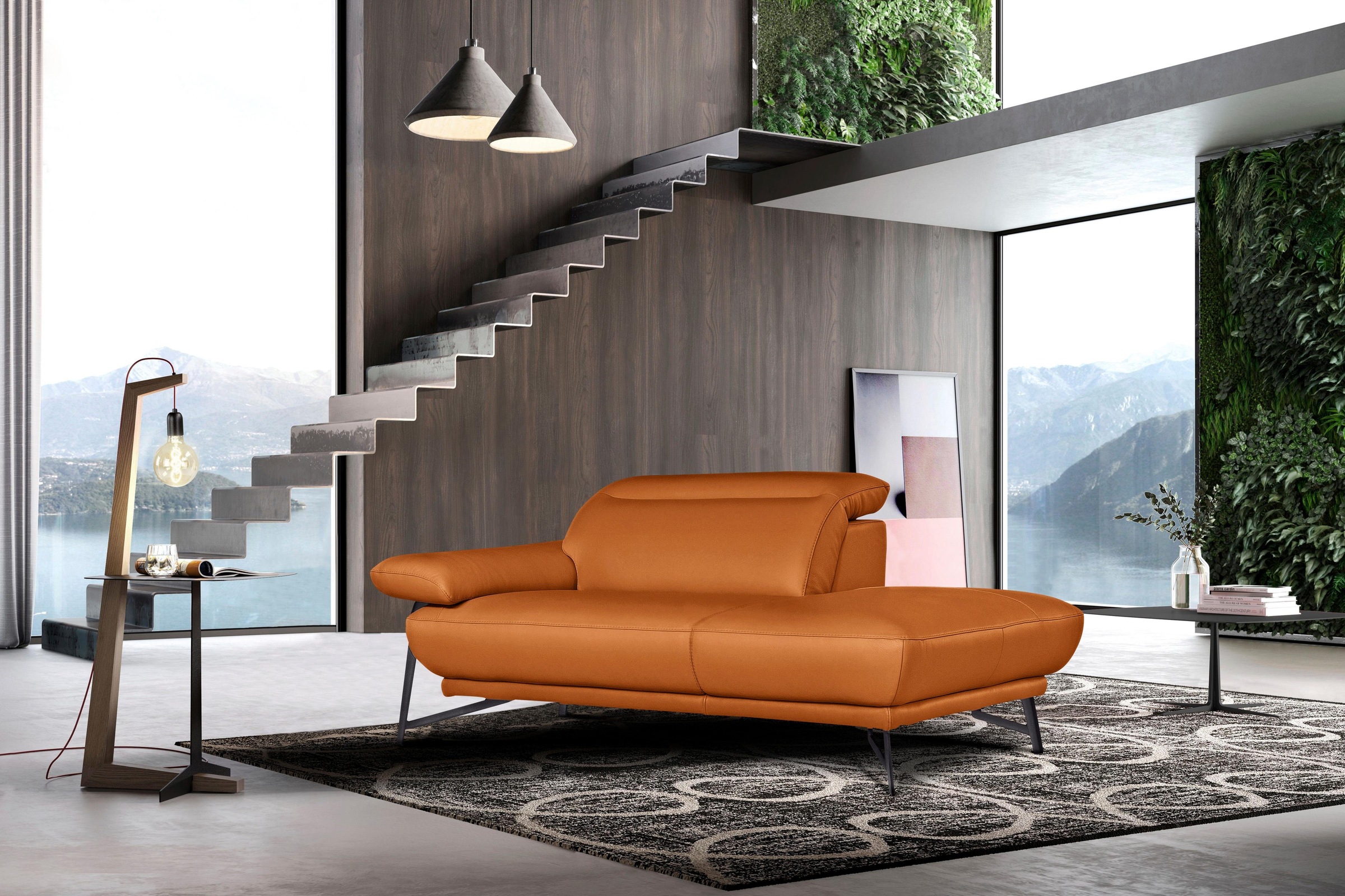 Egoitaliano Ottomane »Anais, Designsofa mit hohem Sitzkomfort, Designfuß«, Solitärmöbel als Blickfang, inkl. verstellbarer Kopfstützen