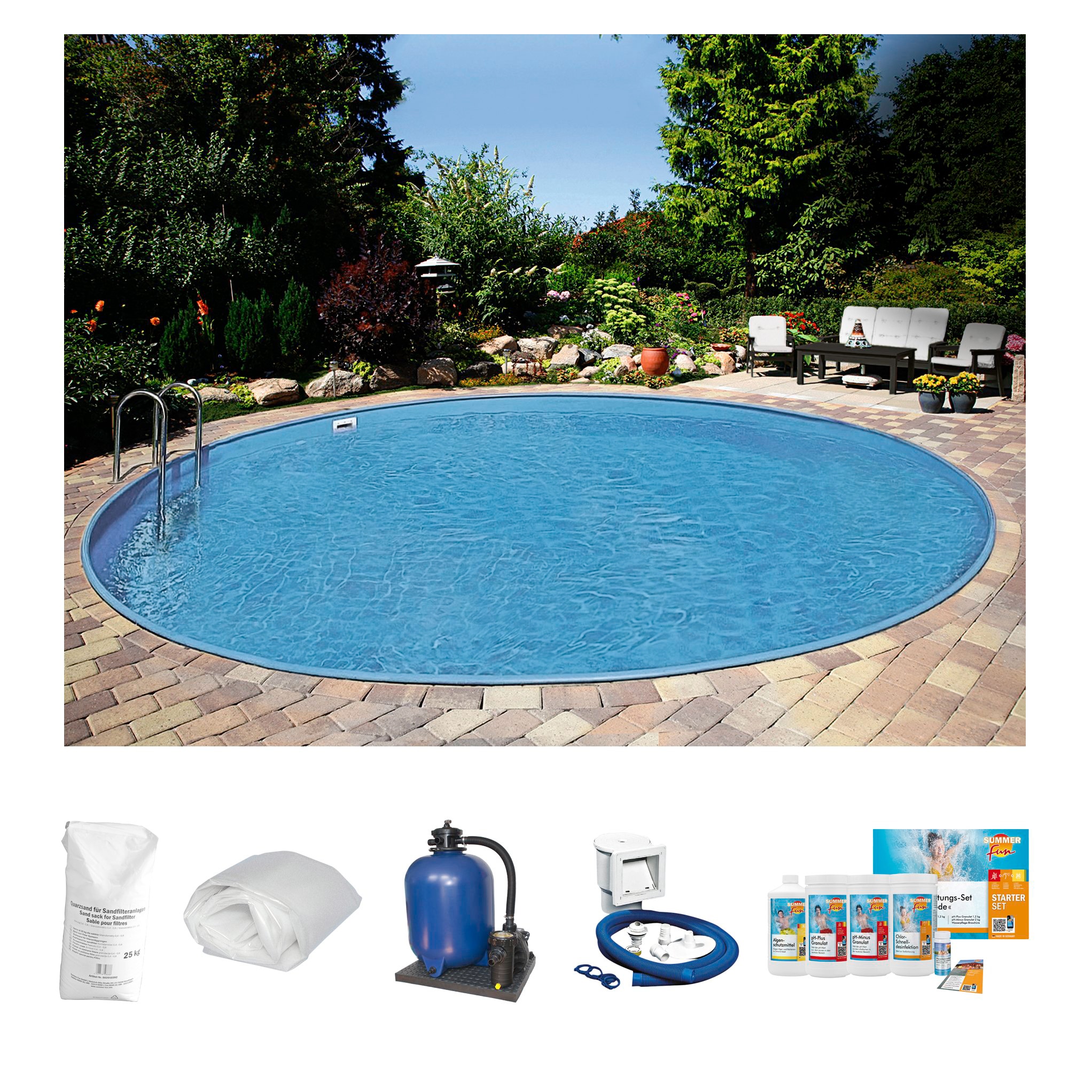 Clear Pool Rundpool »PREMIUM IBIZA«, (Set, 6 tlg.), inkl. umfangreichem Zubehör in verschiedeneren Größen