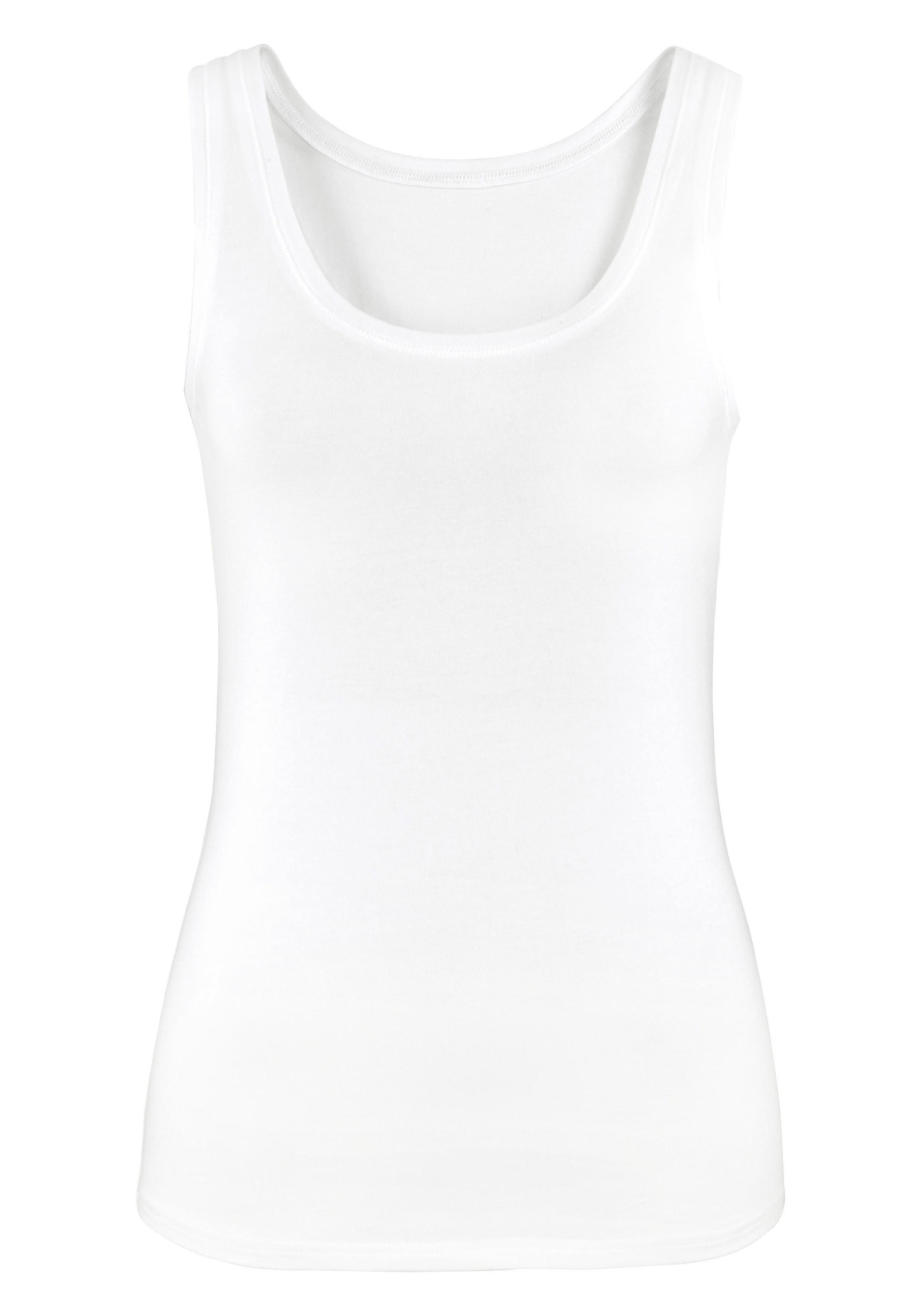 Tanktop VIVANCE "aus elastischer Baumwoll-Qualität", Damen, Gr. 44/46, orange (apricot, weiß), Single Jersey, Obermaterial: 95% Baumwolle, 5% Elasthan, unifarben, Basic, bequem, tiefer Rundhals, Tops Tanktop 3