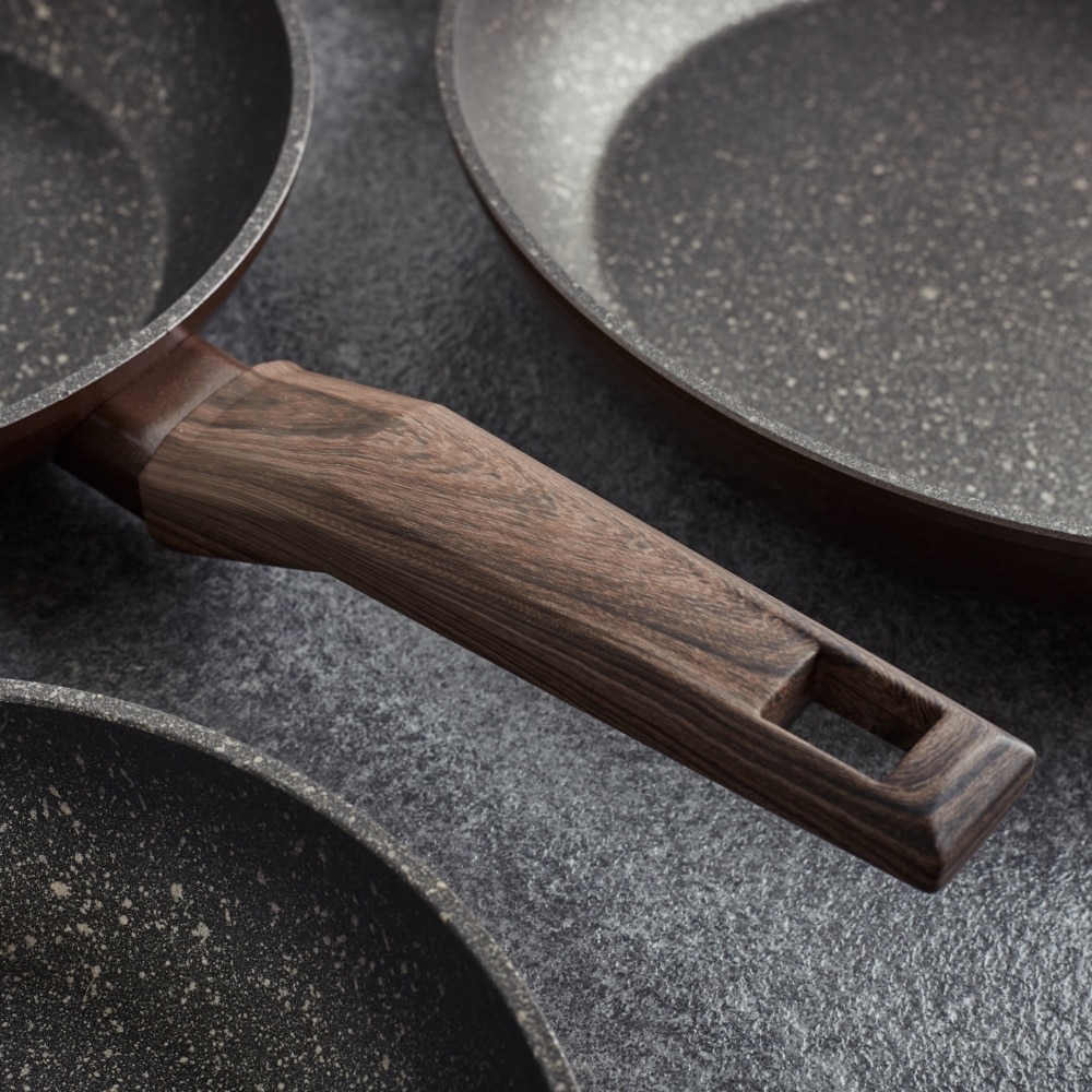 RESTO Kitchenware Crêpepfanne »Carina, Pfannkuchenpfanne mit holzähnlichem Soft-Touch-Griff«, Aluminium, (1 tlg.), mit Marmor-Antihaftbeschichtung, 4-lagig, für alle Herdarten geeignet