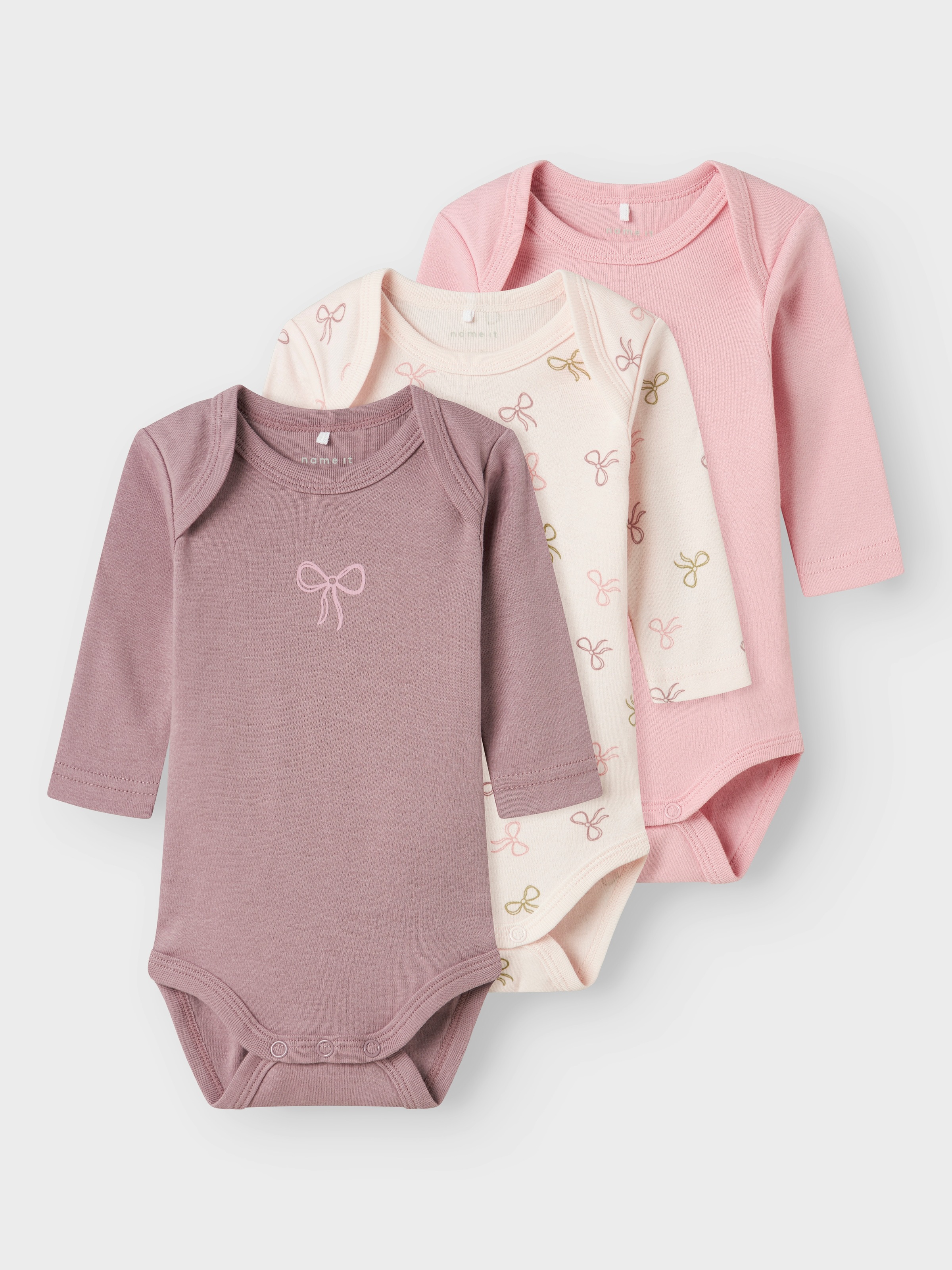 Name It Langarmbody »NBFBODY 3P LS BARELY PINK BOW NOOS«