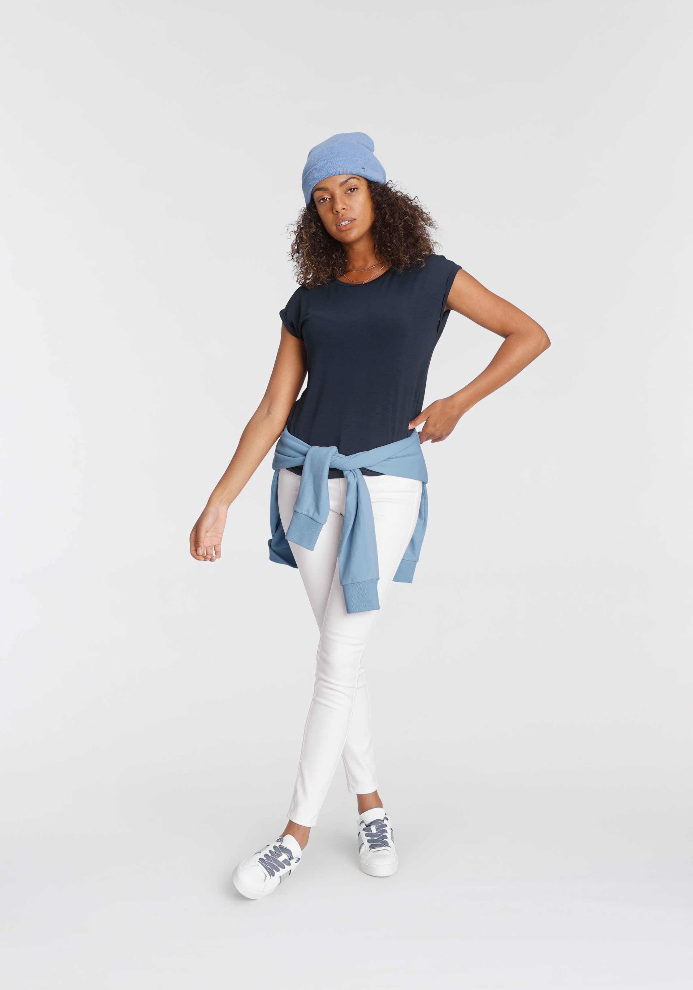 Tamaris T-Shirt, Kurzarm, Regular Fit, unifarben, mit Rundhalsausschnitt
