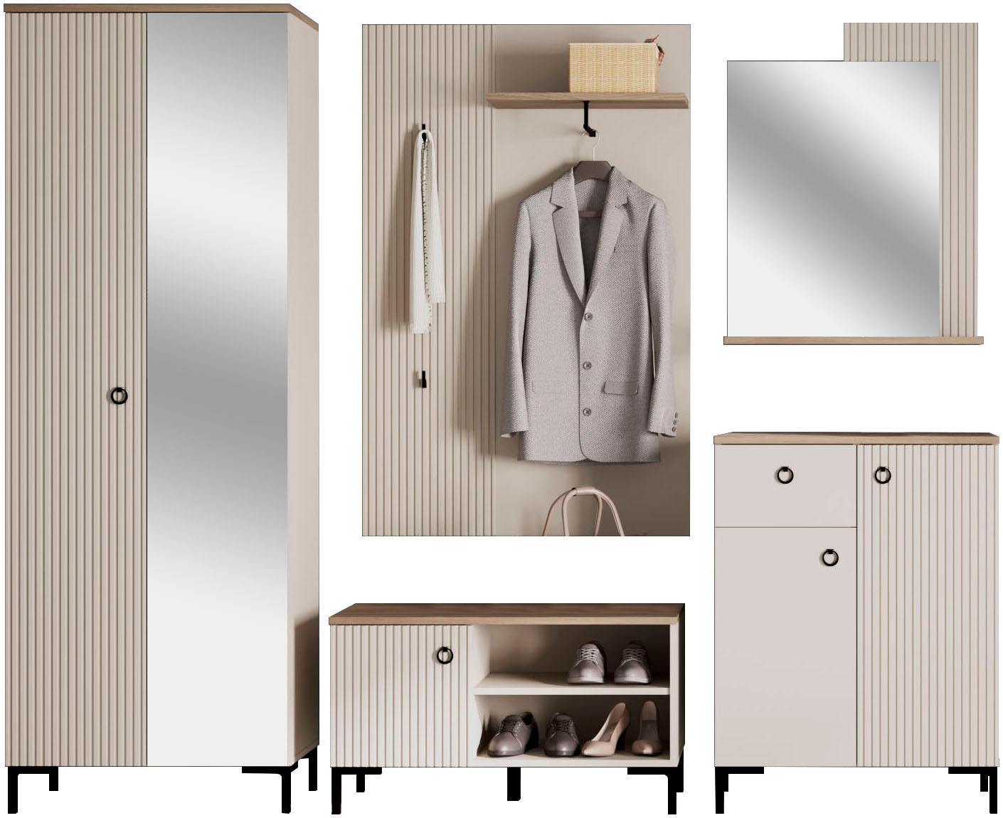 Home affaire Garderoben-Set "Luminara", (Komplett-Set, 5 St.), Komplettset günstig online kaufen