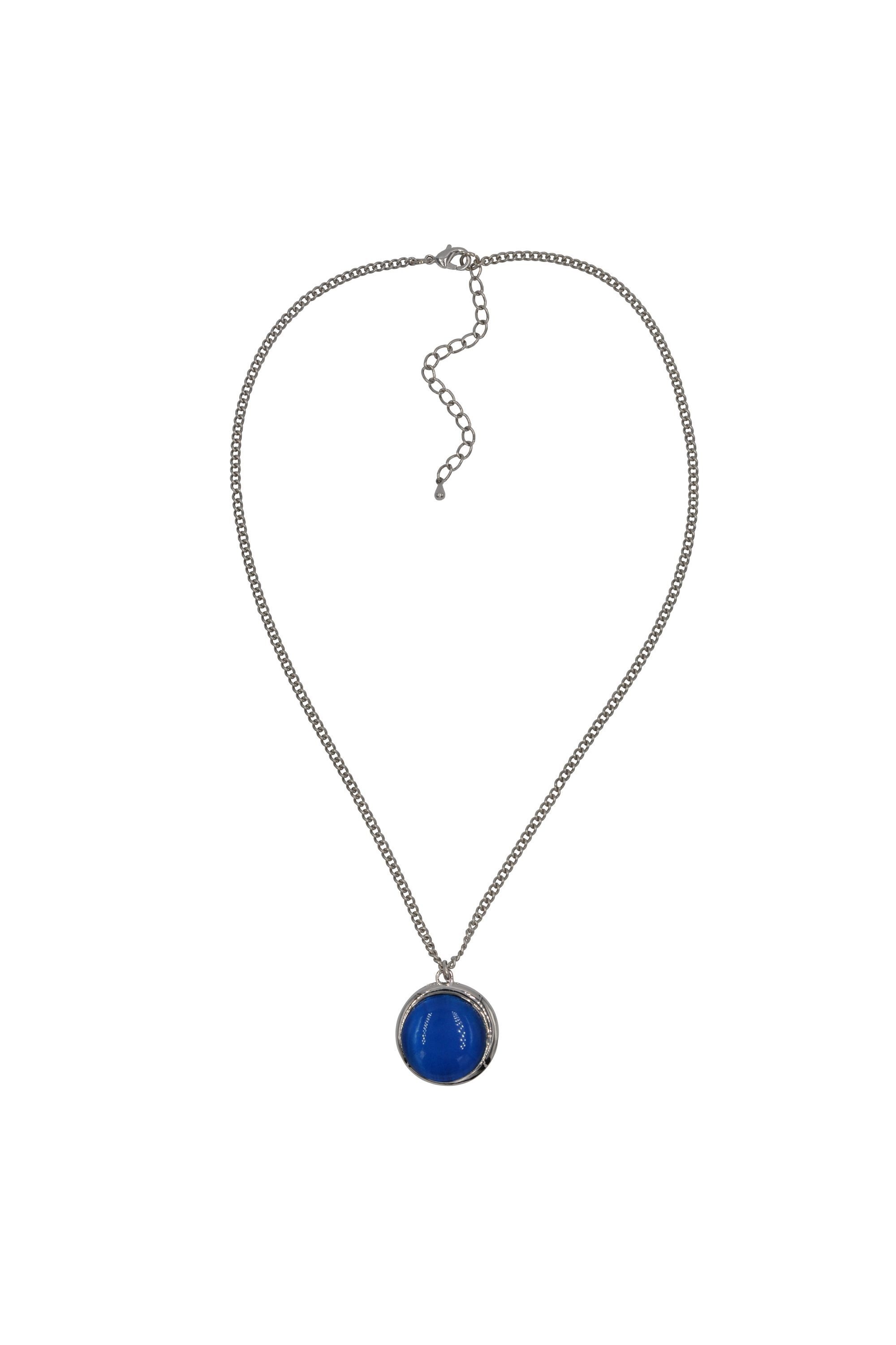 Steuer Lange Kette »silberfarbene Kette, Anhänger blauer Katzenaugenstein«