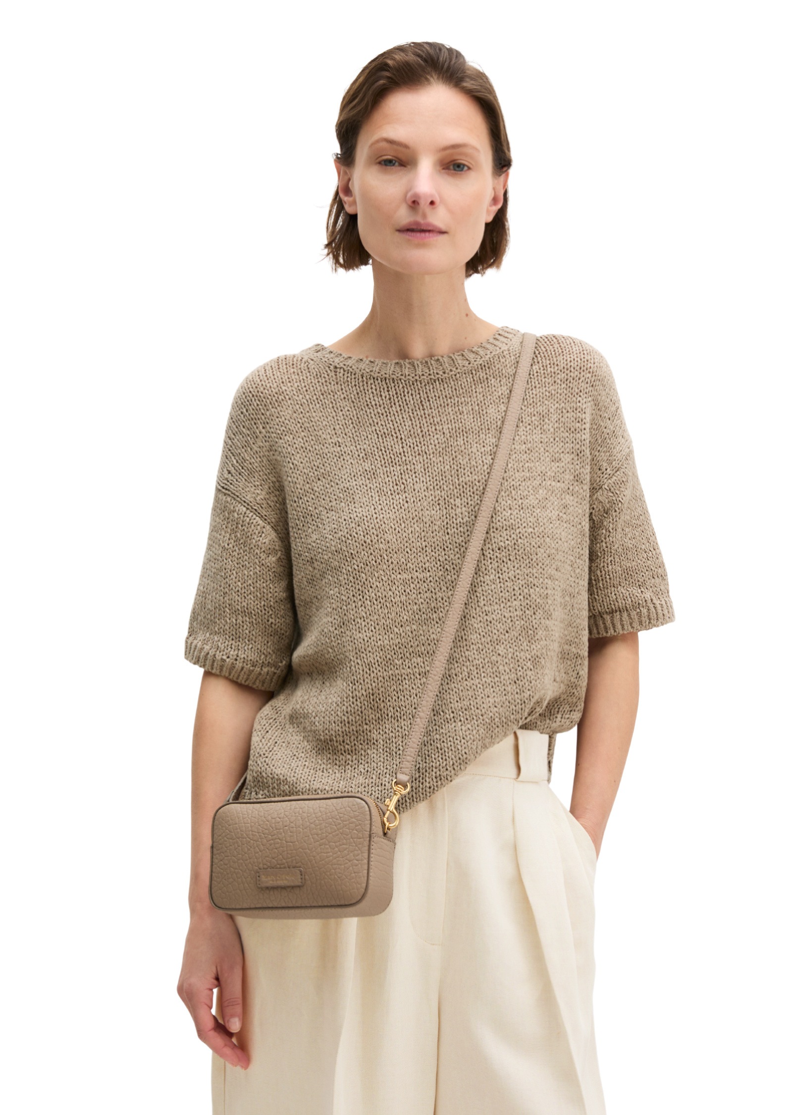 Umhängetasche MARC O'POLO "aus strukturiertem Schafleder", Damen, Gr. B/H/T: 18cm x 11cm x 5cm, earthy taupe, Obermaterial: 100% Leder (Schaf), Taschen Umhängetasche 6