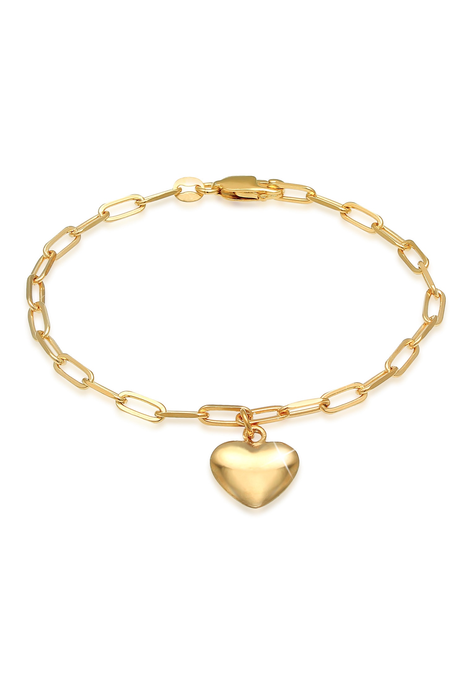 ELLI Damen Armkette "Armband Herz Liebe Trend Romantik 925 Silber", 180, Silber 925 (Sterlingsilber), gold, Silber 925 (Sterlingsilber), Armbänder