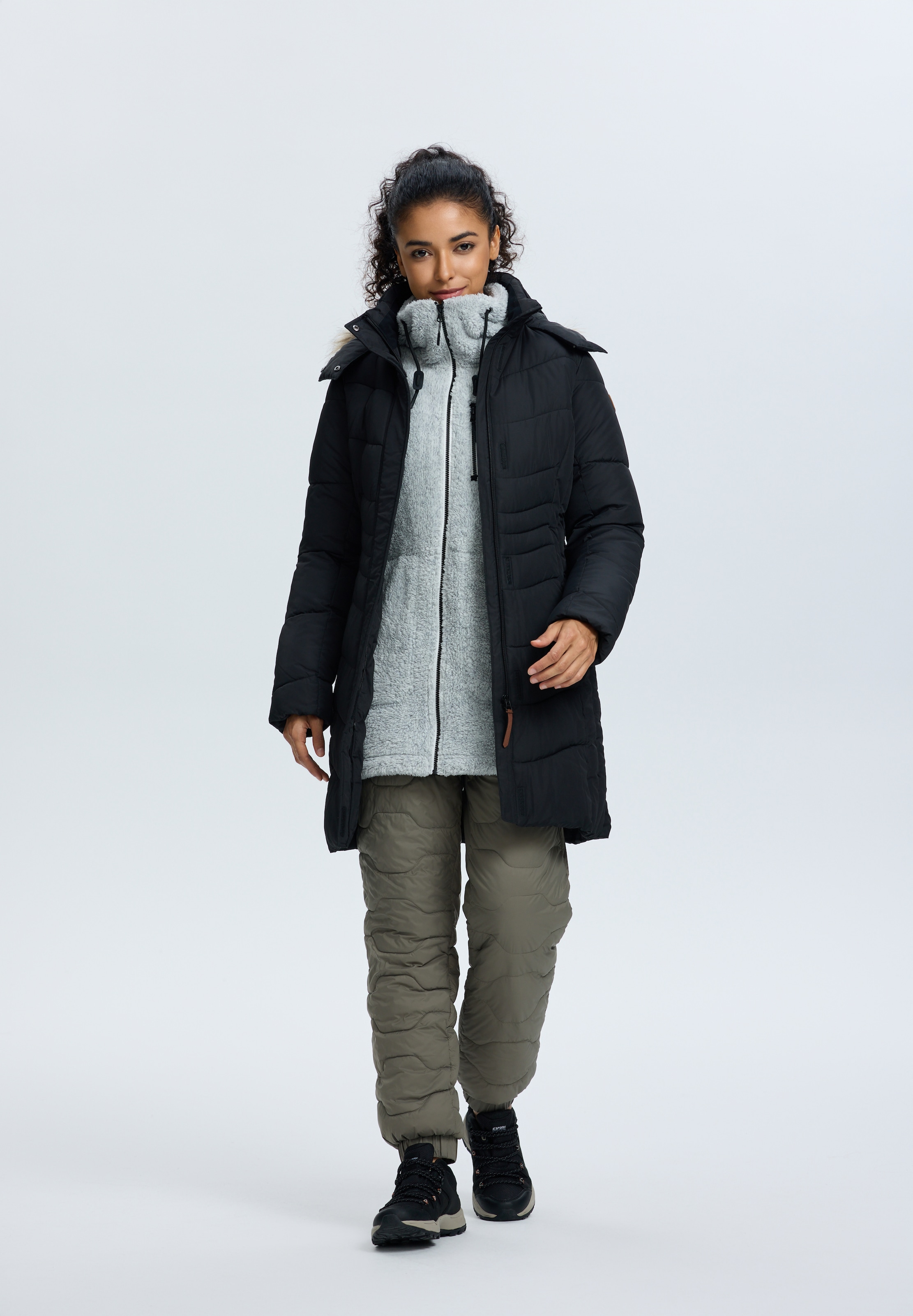 ICEPEAK Damen Steppmantel "PAIVA"basic schwarz, Gr. 42, Obermaterial: 100% Polyester, Mäntel