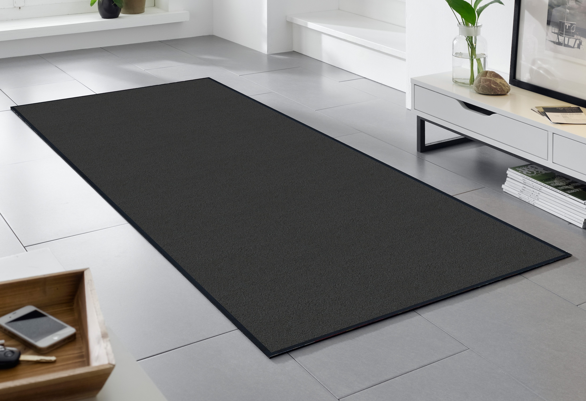 Fußmatte, B:75cm H:9mm L:120cm, grau, WASH+DRY BY KLEEN-TEX, Kunstfaser, Flur, Teppiche, "Original Uni, Schmutzfangteppich", Schmutzmatte,