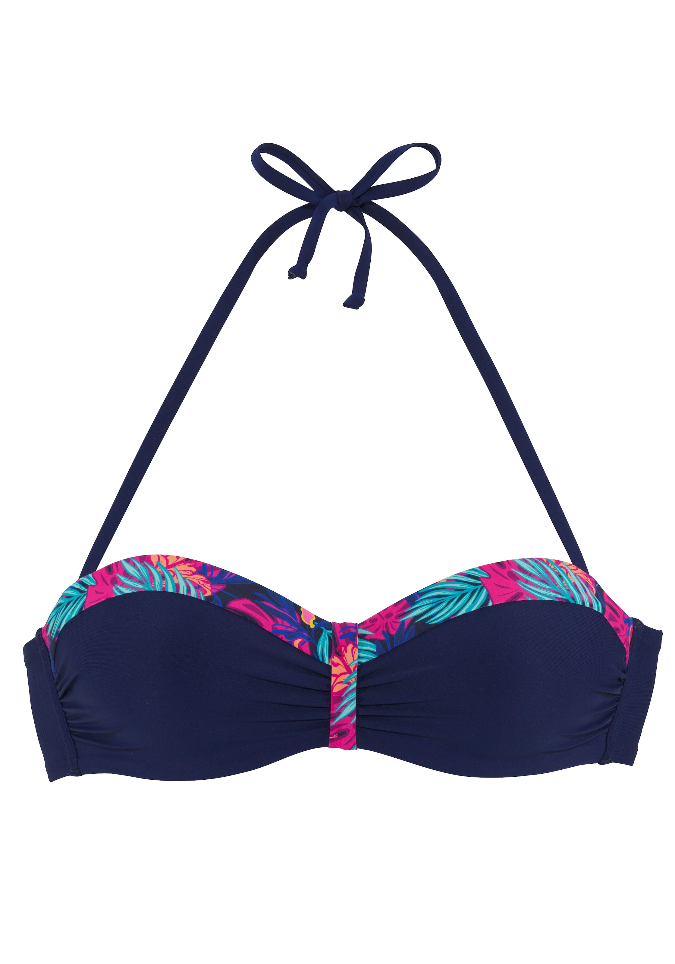 LASCANA Bügel-Bandeau-Bikini-Top »Exotic«, mit bedruckter Blende an den Cups