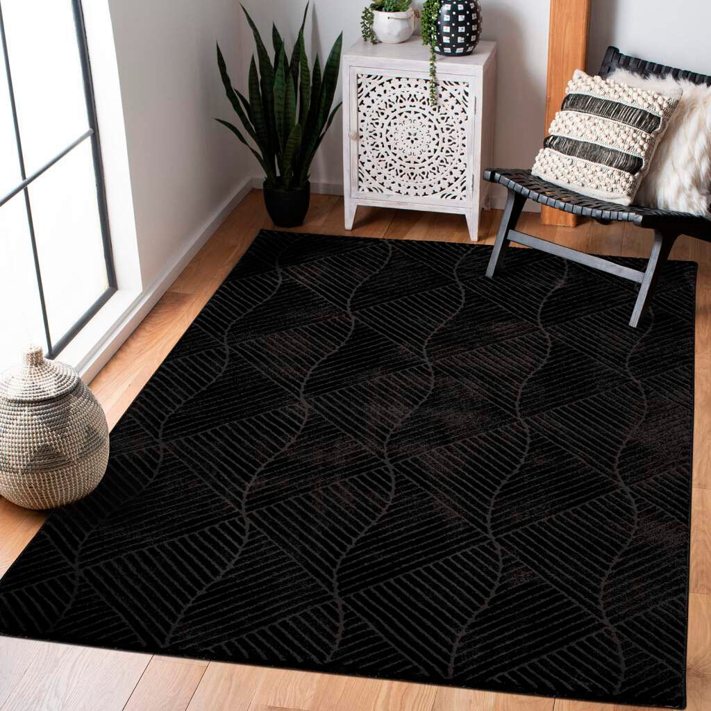 Carpet City Teppich »Friseé-Teppich FANCY 904«, rechteckig, Kurzflor Wohnzimmer, florale 3D-Optik, für Schlafzimmer, Flur