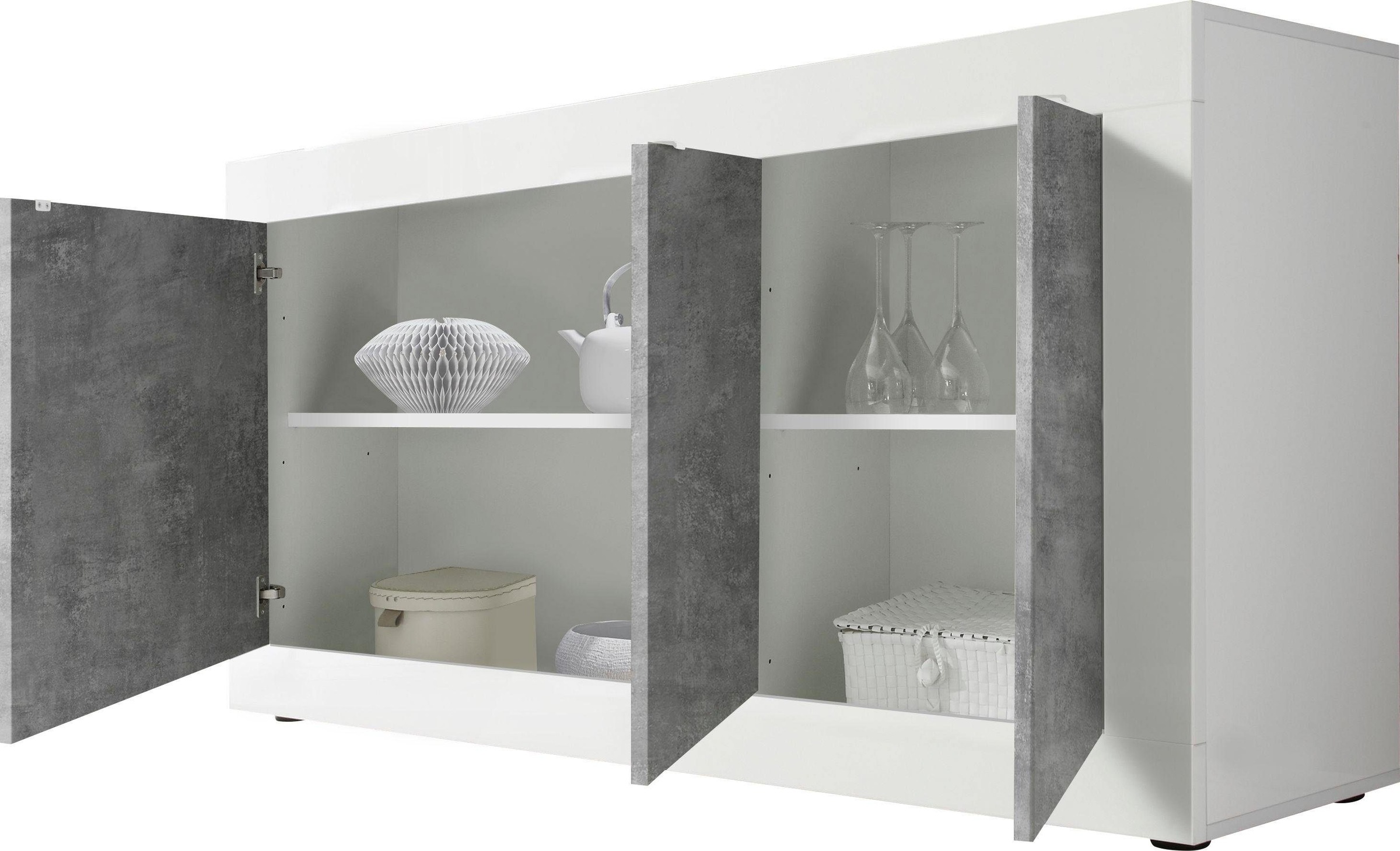 Thumbnail - Home affaire Sideboard "Basic Breite 160 cm, Kommode 3 Türen, Anrichte," Metallgriff, moderne Rahmenoptik, viel Stauraum...