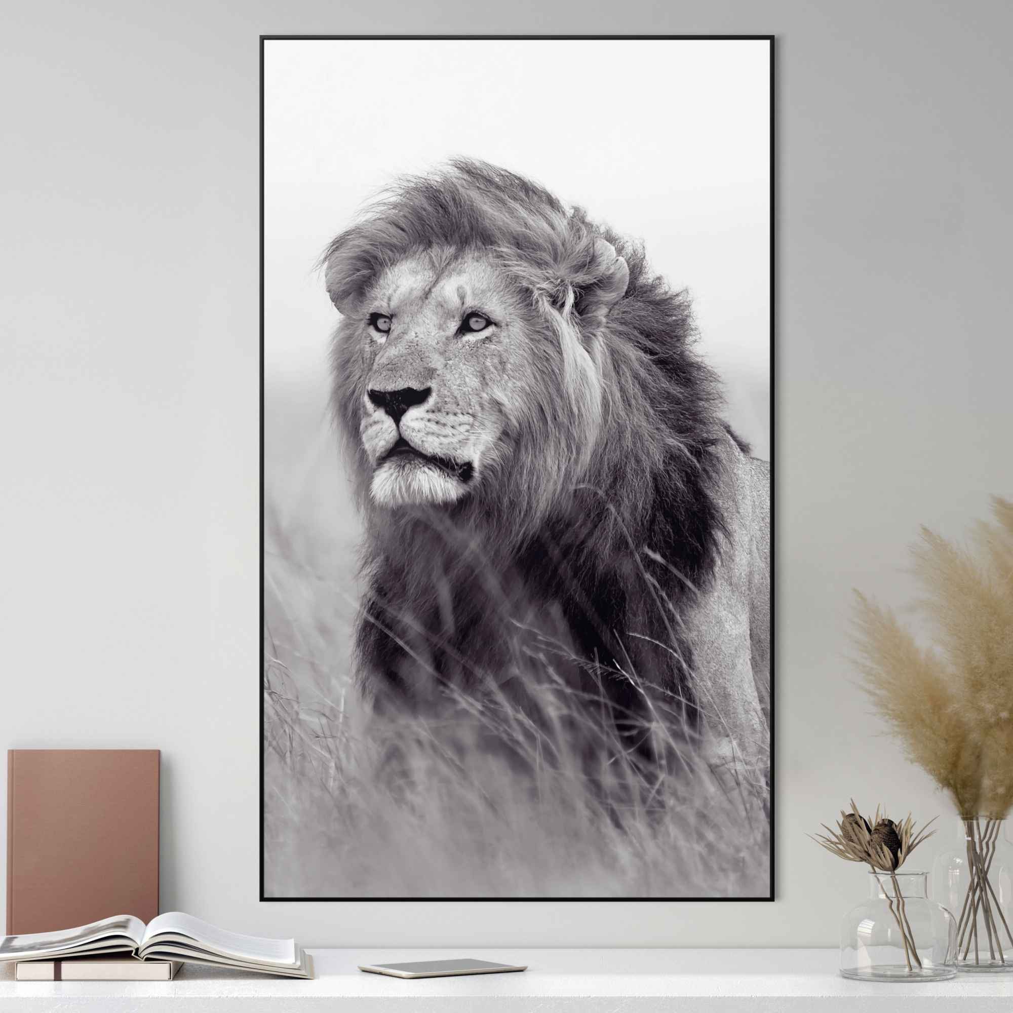 König«, (1 BAUR Bild der | Reinders! auf »Gerahmtes bestellen Löwe Bild St.) Löwen, Savanne