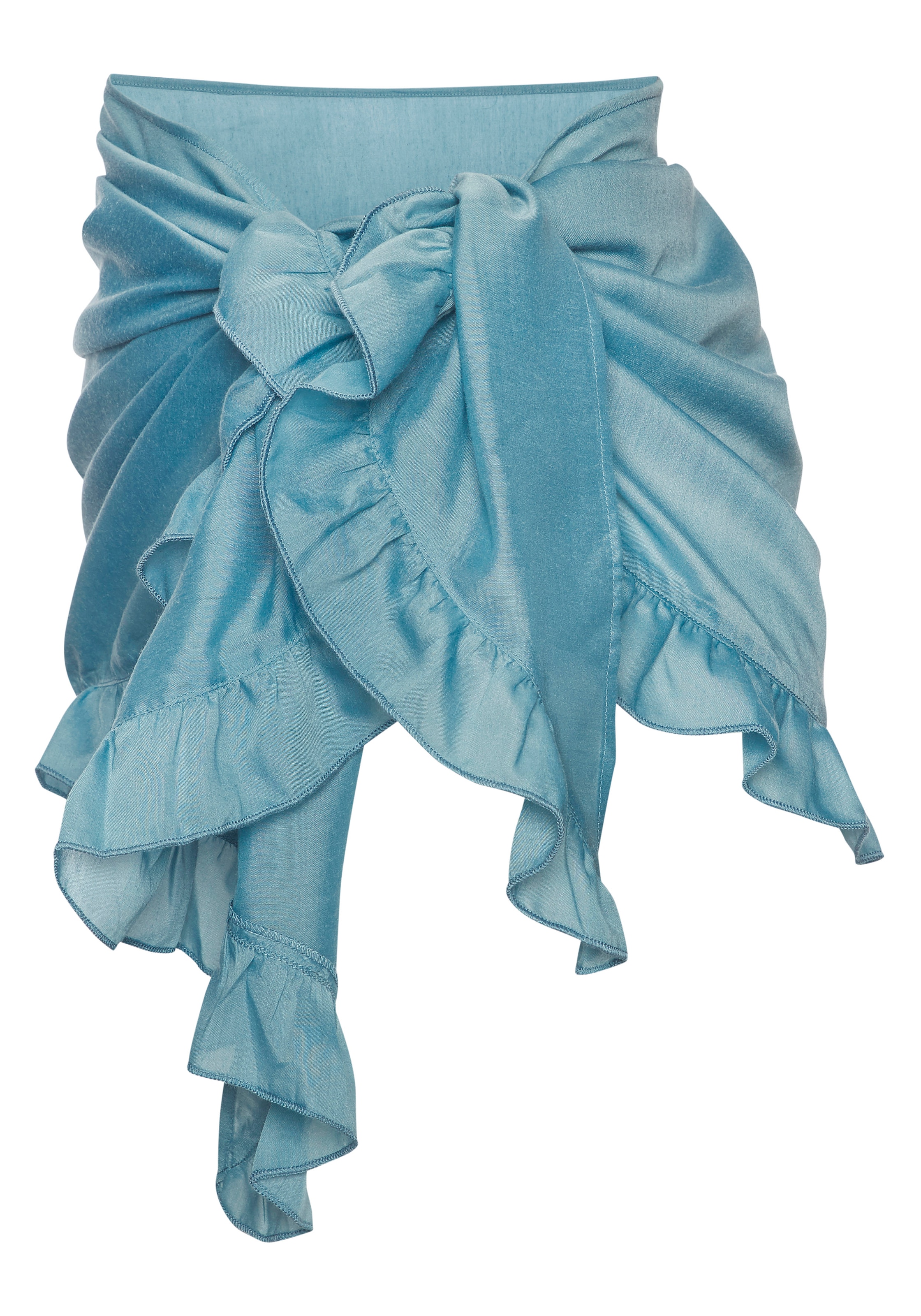 LASCANA Strandrock »mit Rüschenkante, leicht transparente Chiffonware« Pareo, kurzer Wickelrock, Beach Cover-up