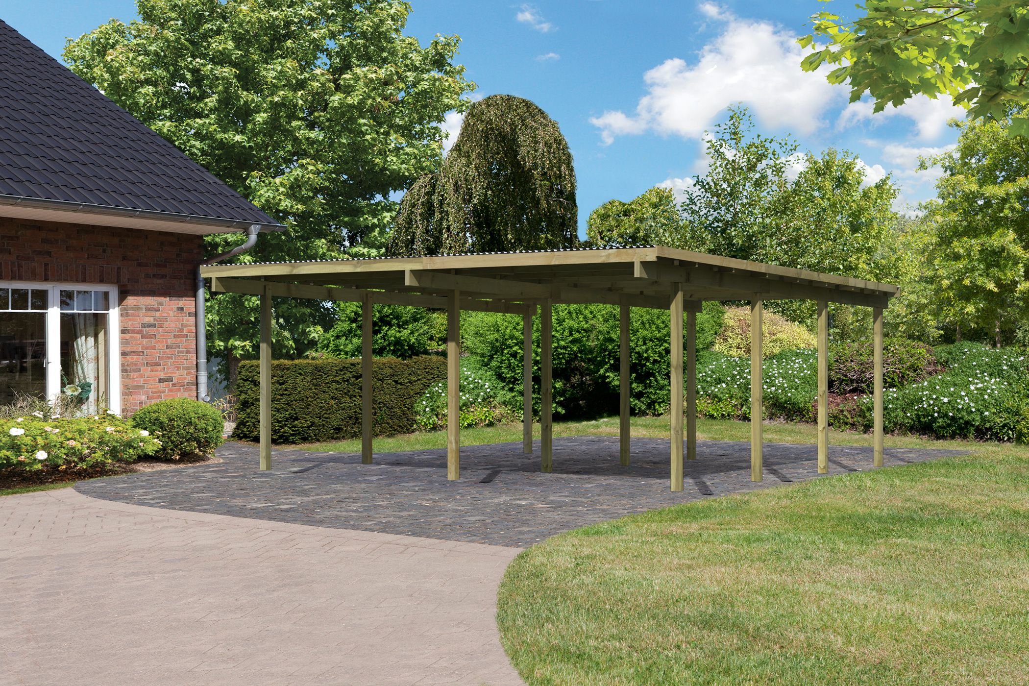 Karibu ""ECO 2" Variante A, kesseldruckimprägniert" Massivholz 509 cm KDI aus Masivholz