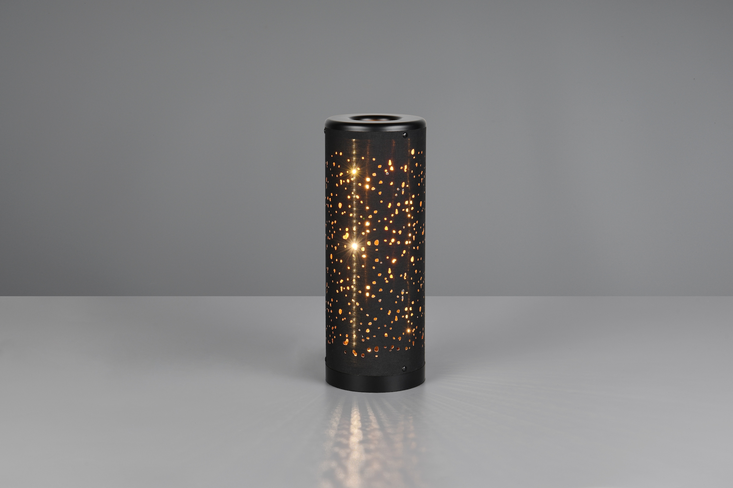 REALITY Leuchten LED Tischleuchte »TACO, LED Tischlampe Kunststoff Starlight Effekt Glitzer, 4W 380 Lumen«, 1 flammig, Leuchtmittel LED-Board | LED fest integriert, 3000K warmweißes Licht, Schnurschalter Höhe 34,5cm Ø 13 cm schwarz