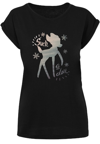 Kurzarmshirt »Damen Bambi Winter Deer -BLK with Ladies Extended Shoulder Tee«, (1 tlg.)