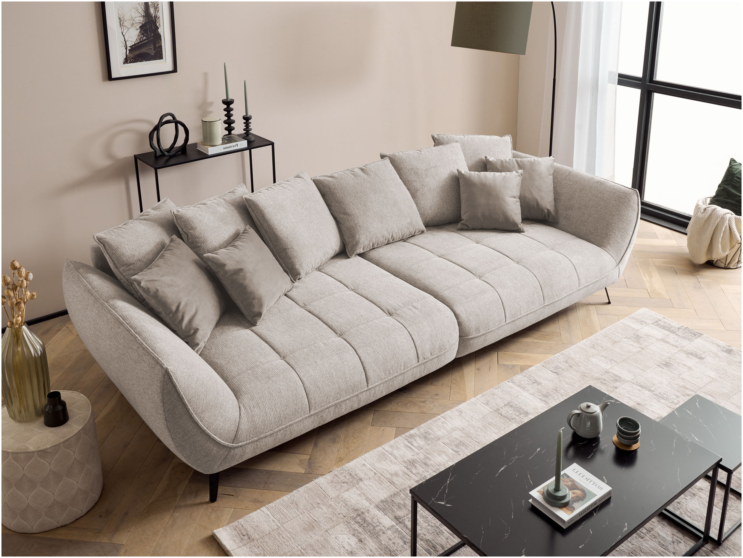 exxpo - sofa fashion Big-Sofa "Triton Mega Sofa,toller Sitzkomfort, Steppung im Sitz, Breite 311cm" inkl.10-teiliges Kissenset,gemütliches Megasofa,viel Platz zum Relaxen