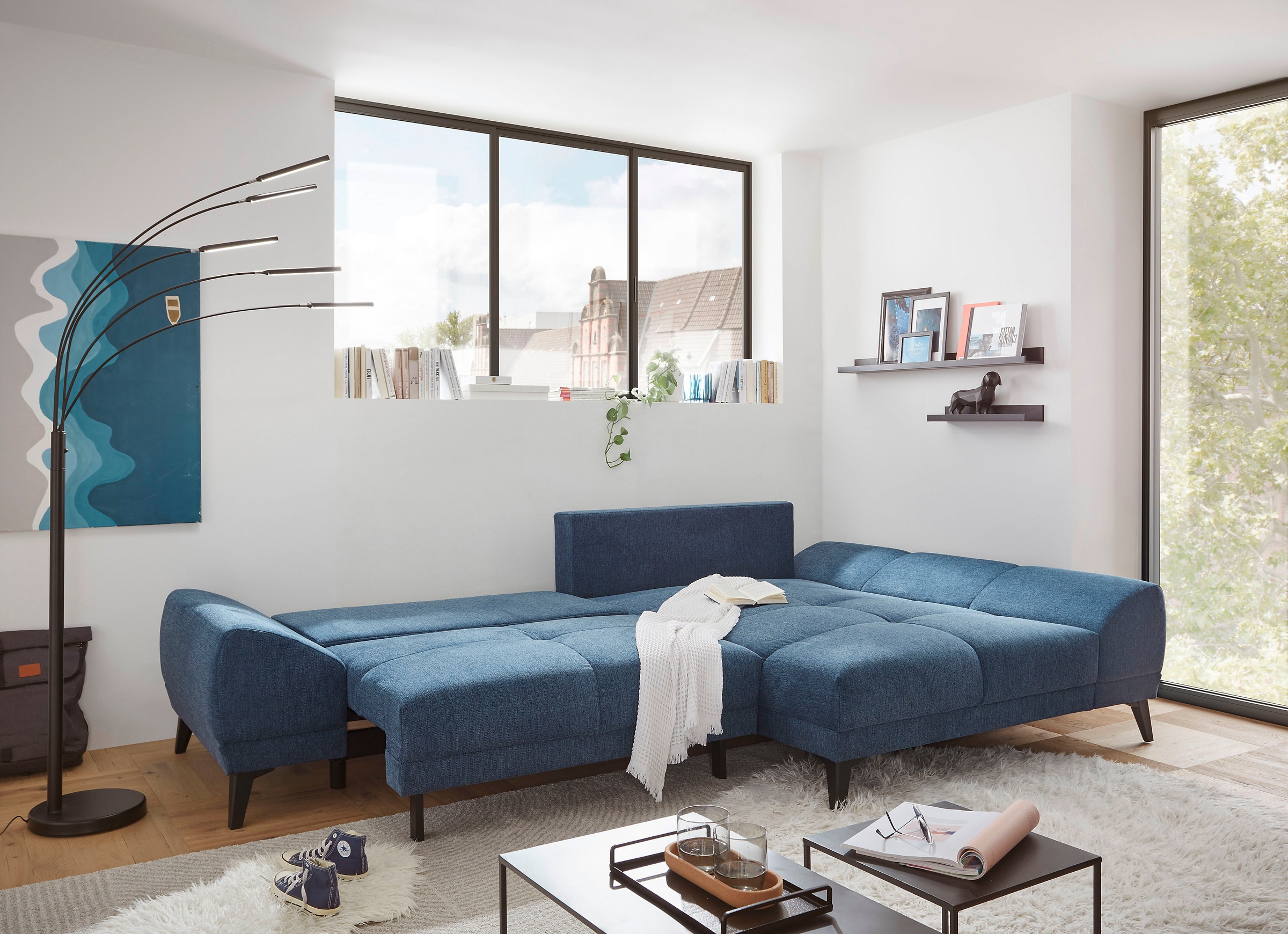 ED EXCITING DESIGN Ecksofa "Scott L-Form", mit Bettfunktion, Bettkasten & 8 günstig online kaufen