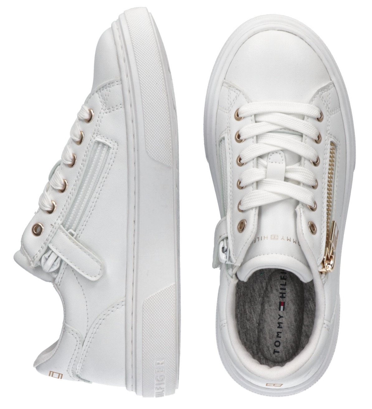 bestellen online Hilfiger praktischem | Außenreißverschluss LACE-UP Sneaker mit SNEAKER Tommy »LOW BAUR CUT WHITE«,