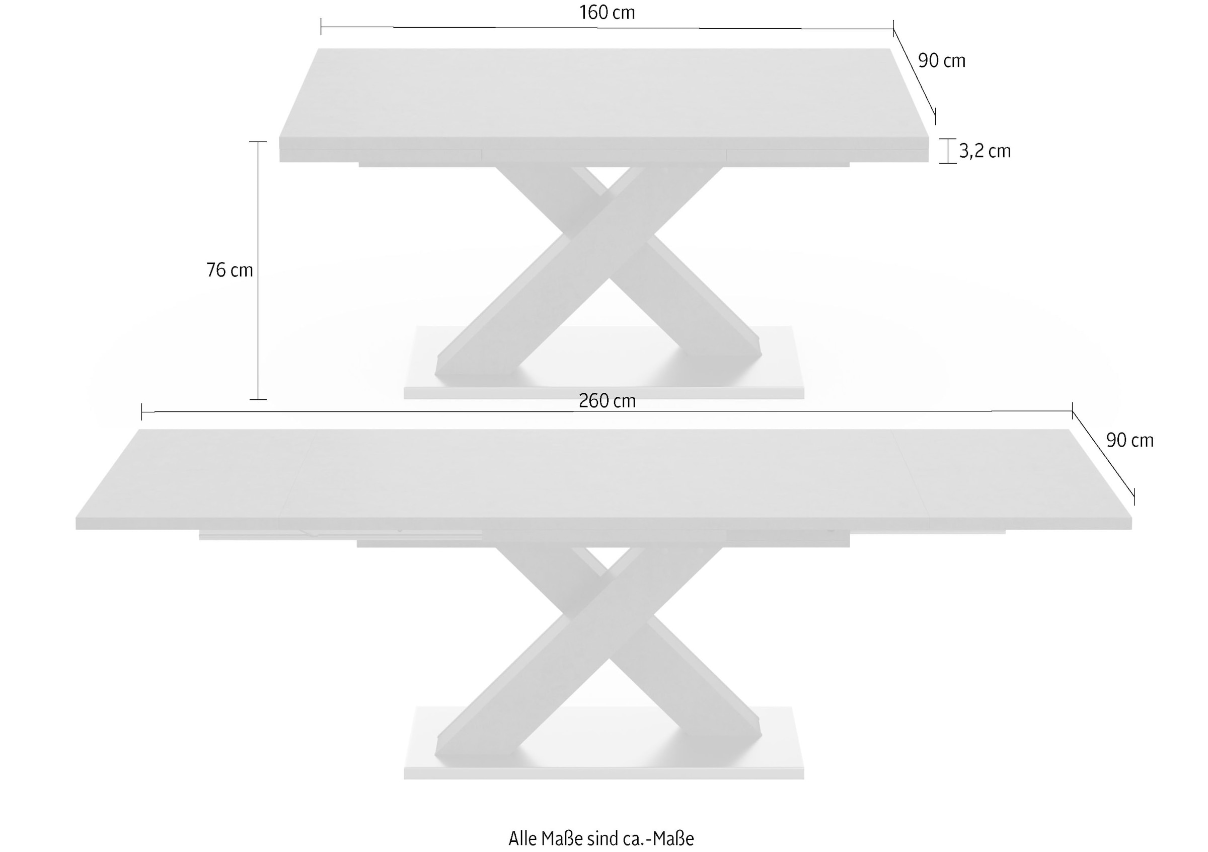 Mäusbacher Esstisch »Komfort C«, mit Breite X-Gestell cm und kaufen Auszugsfunktion, | graphit in mit 160-260 BAUR