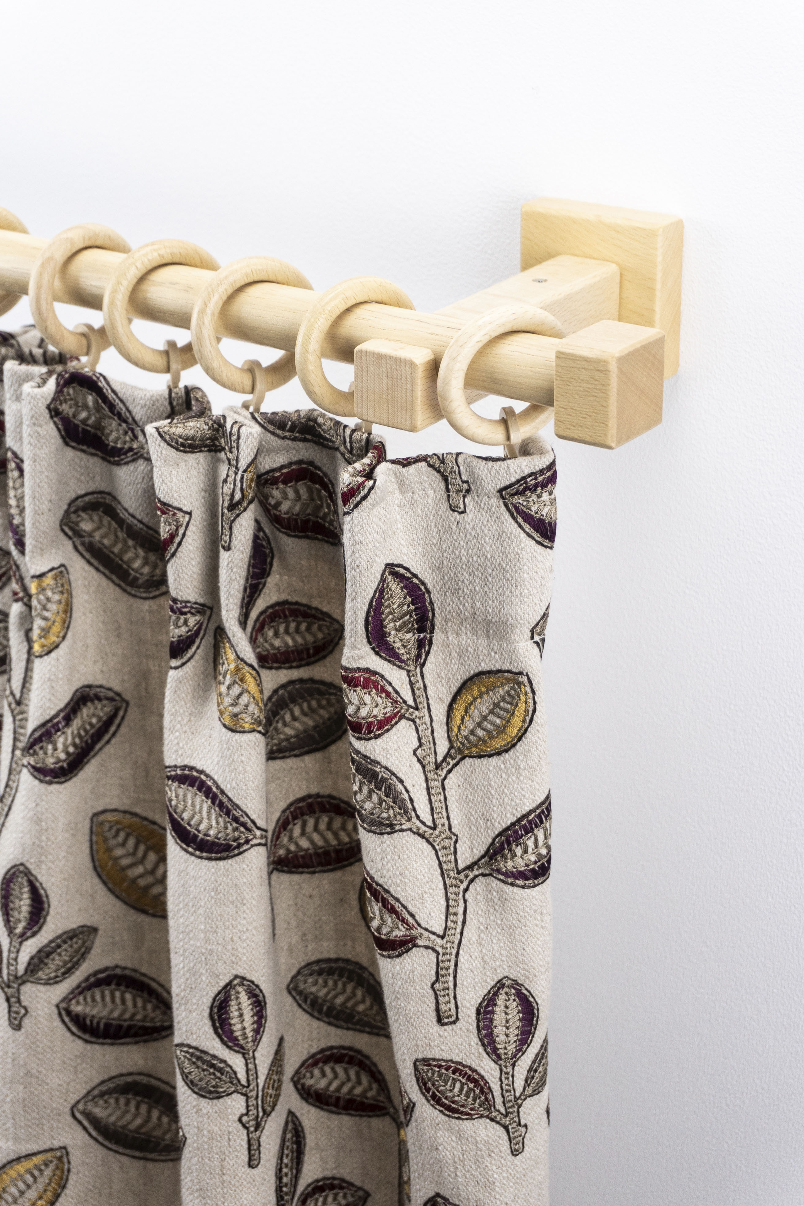 Gardinenstange GARESA, L:250cm Ø:20mm, beige, Holzwerkstoff, Kinderzimmer, Gardinenstangen, "CUBUS", Vorhanggarnitur, verlängerbar, Endkappe, mit