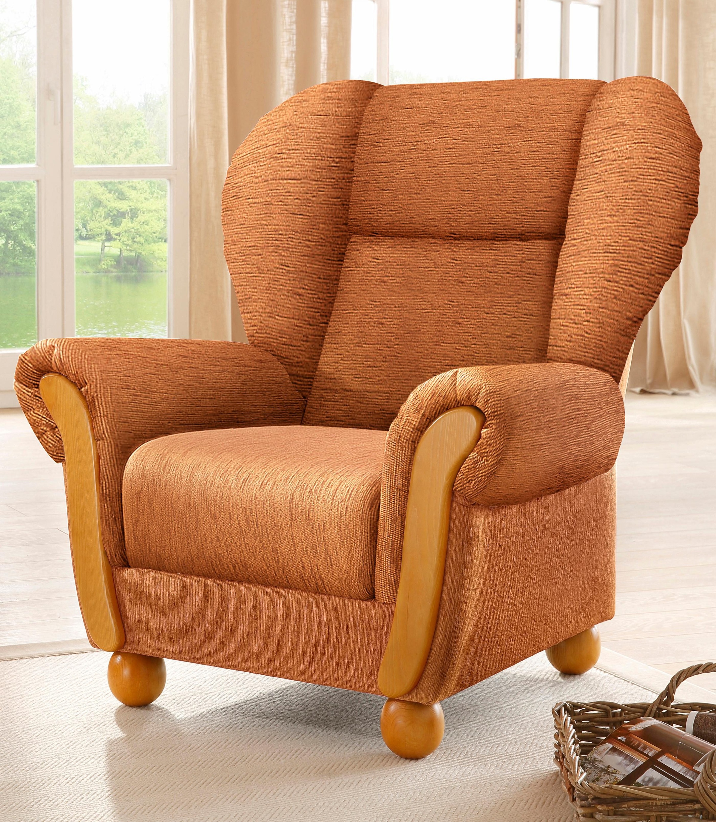 Home affaire Sessel "Milano, bequemer Ohrensessel im Landhaus-Stil", Hochle günstig online kaufen