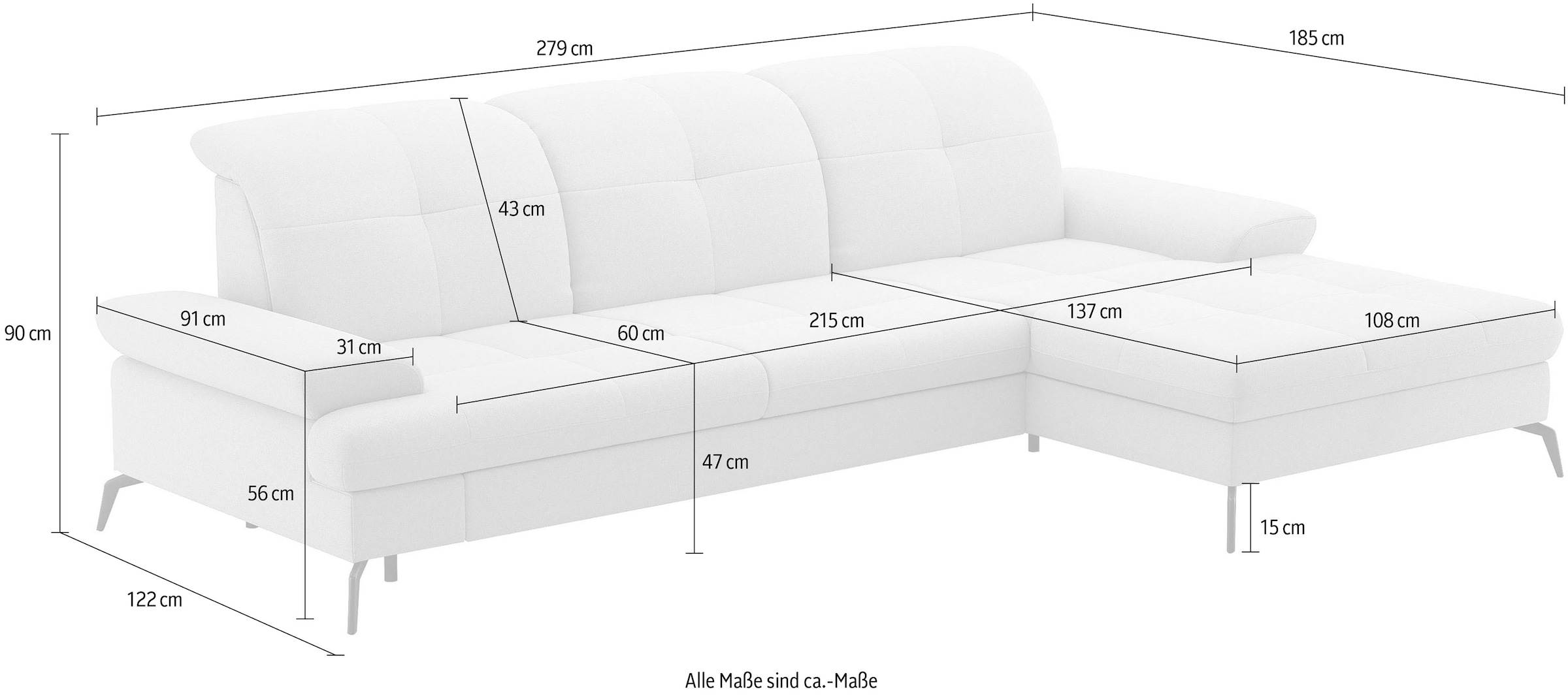 sit&more Ecksofa »Amica«, inkl Sitztiefenverstellung und Armteilverstellung