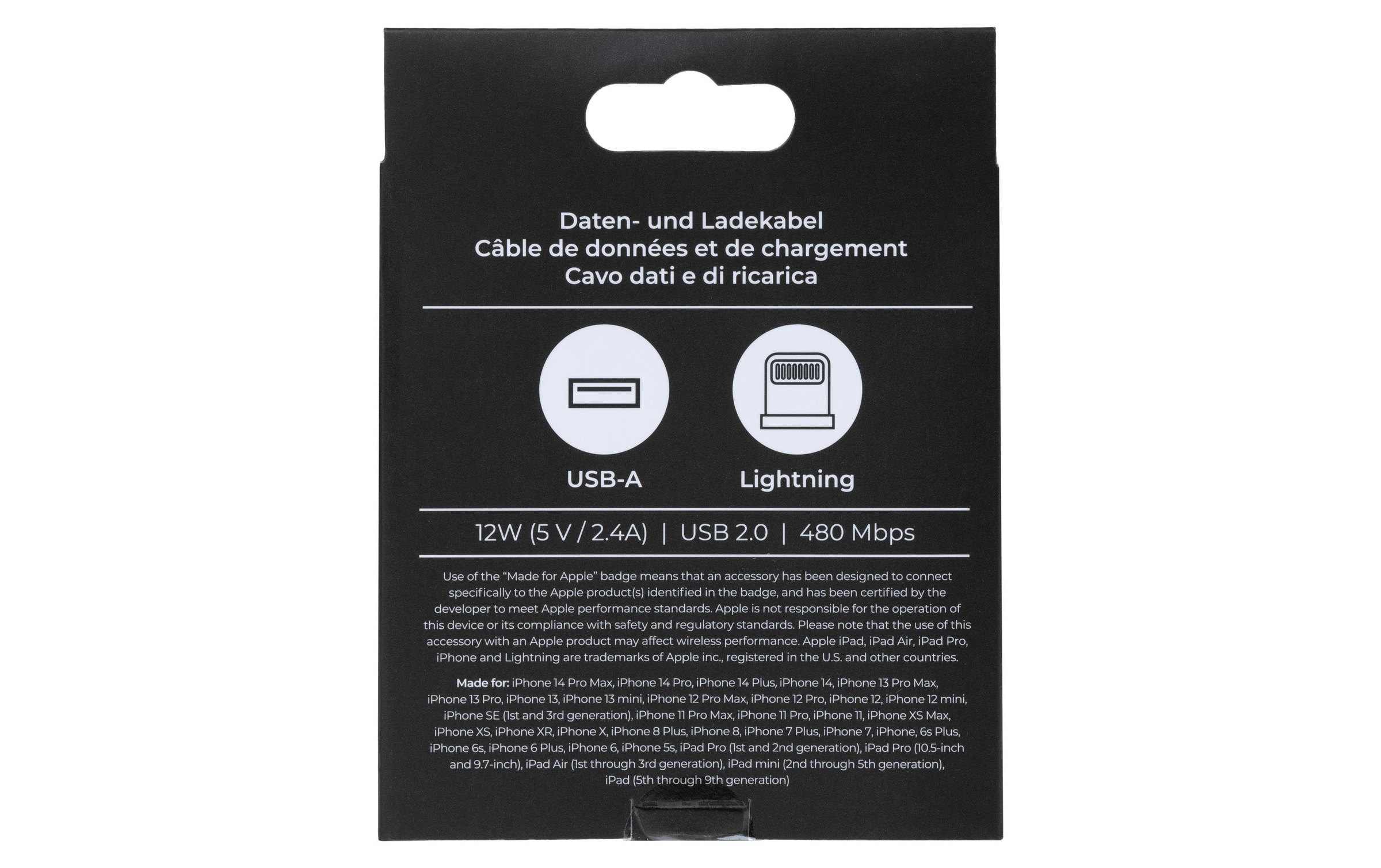 onit USB-Kabel »A-lightning weiss 0.5m« USB Typ A 500 cm Apple MFI zertifiziert