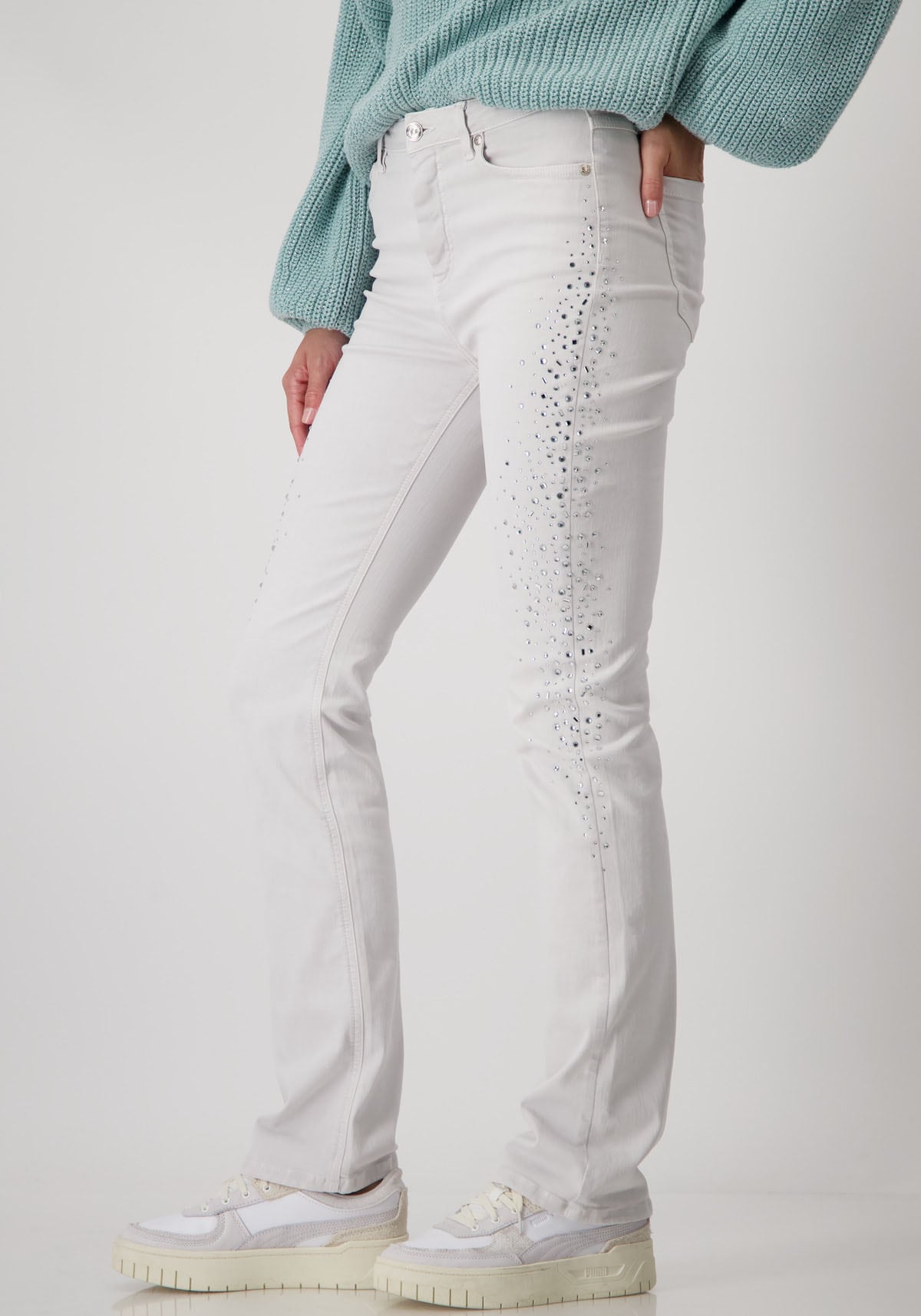 Monari Stretch-Jeans »Hose Jeans Schmuck«, mit Schmucksteinen