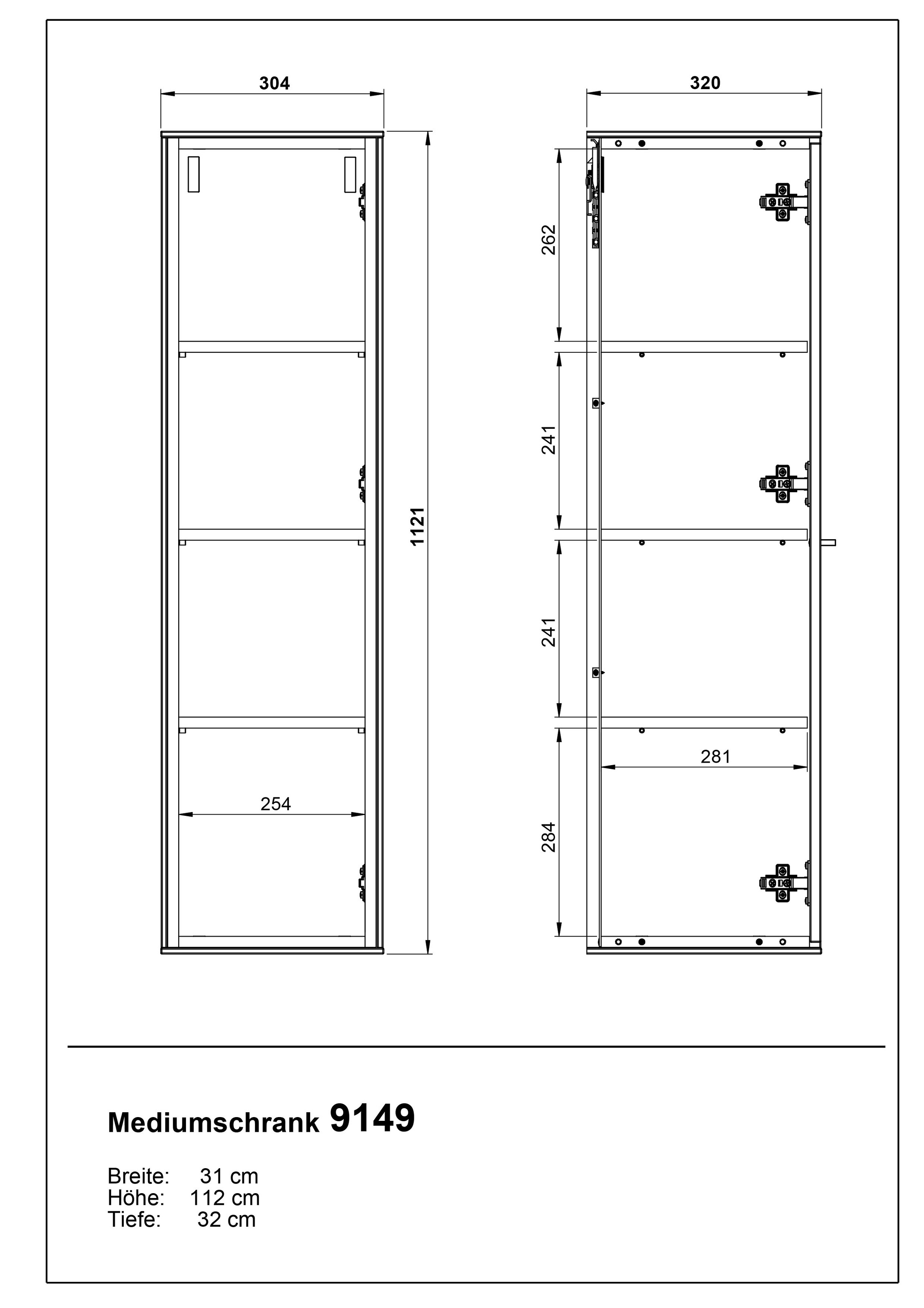 GERMANIA Midischrank »Medium-Schrank "Sovana"« 1 Stk. tlg. Hängender Medium-Schrank mit einer gedämpften Tür
