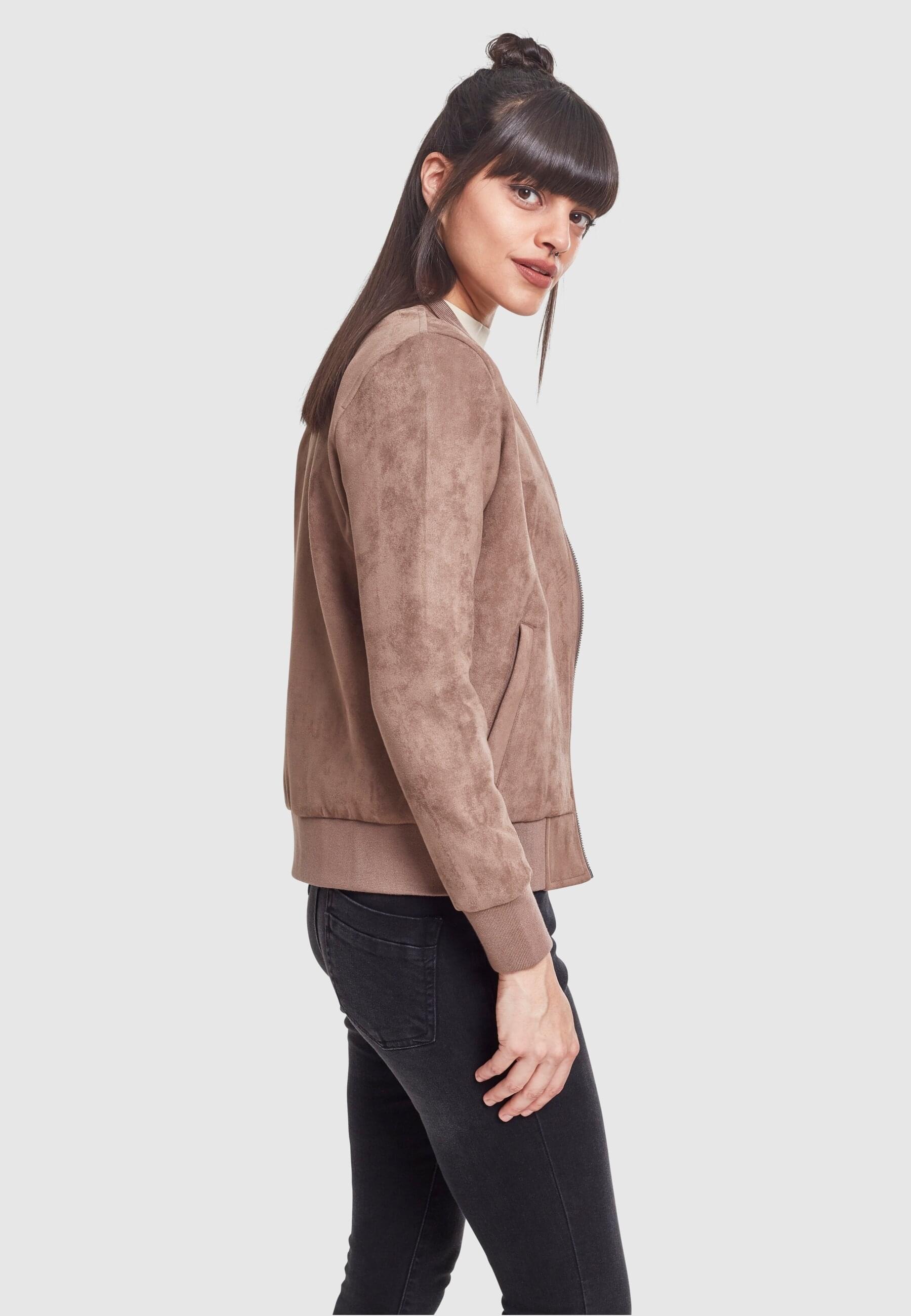 URBAN CLASSICS Bomberjacke »Urban Classics Damen Ladies Imitation Suede Bomber Jacket«, (1 St.), ohne Kapuze