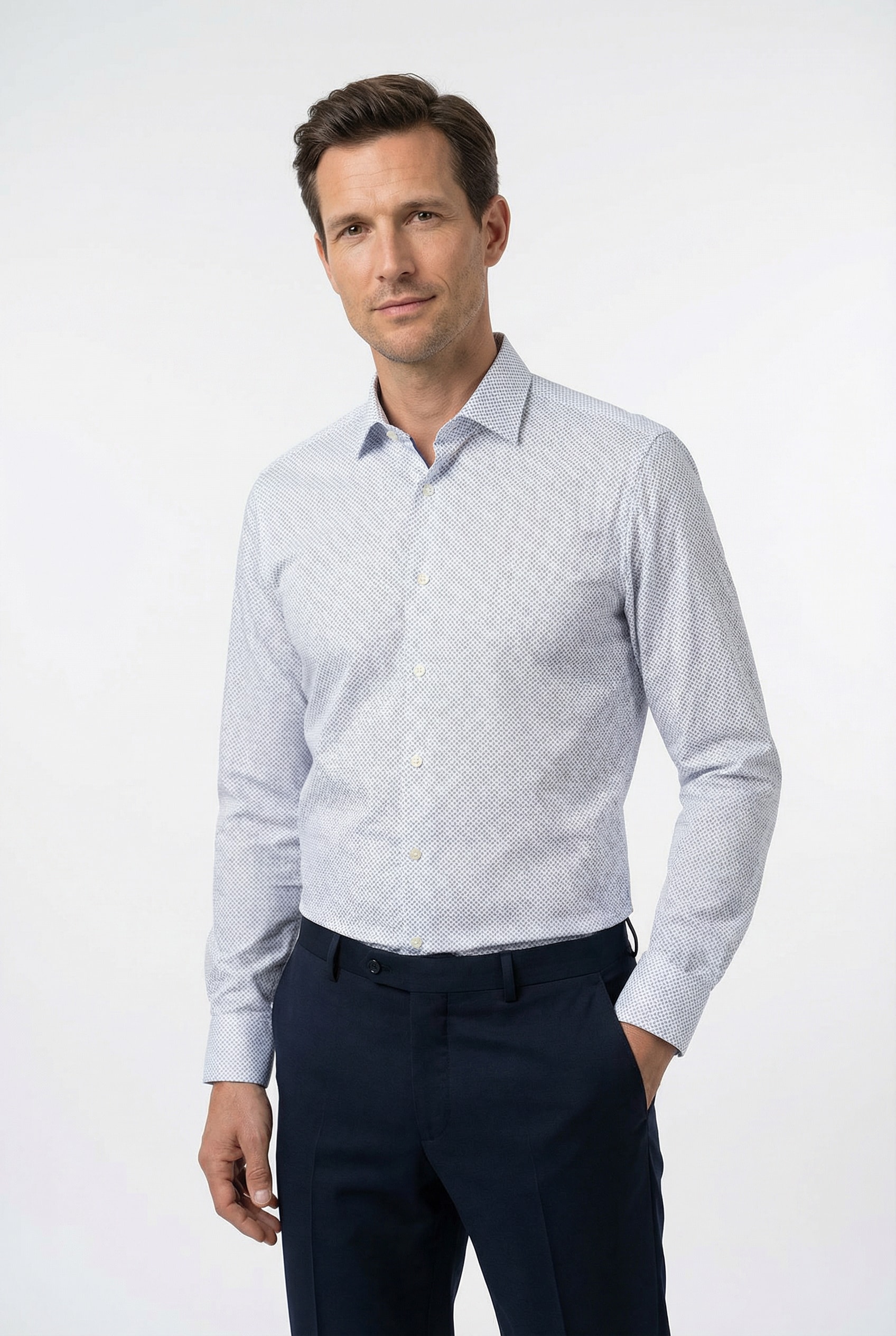 OLYMP Langarmhemd "Luxor 24/Seven modern fit" Atmungsaktiv, gemustert, modern fit, Jersey, Businesshemd