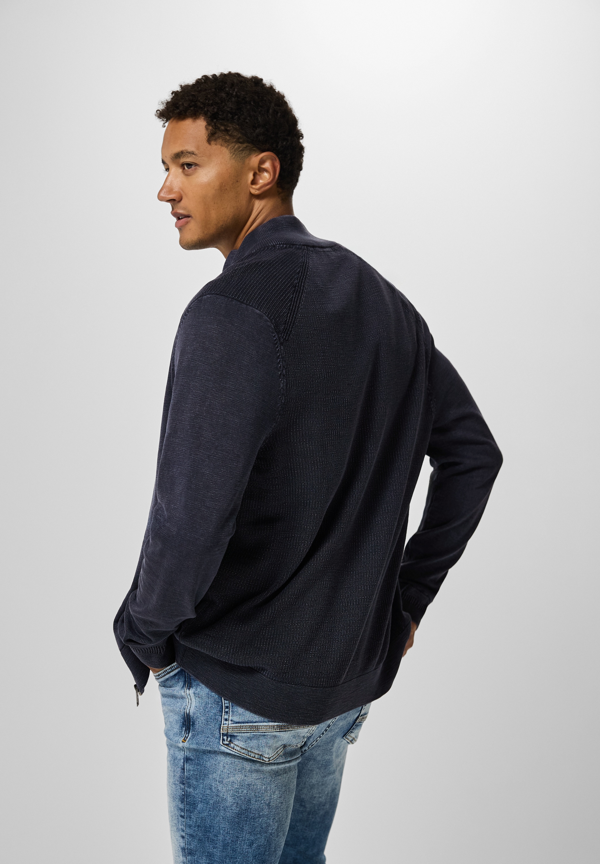 STREET ONE MEN Strickjacke, aus reiner Baumwolle