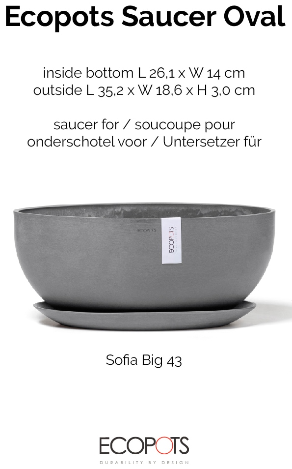 ECOPOTS Topfuntersetzer »Oval Groß Grau«, für innen und außen: frostsicher, bruchsicher und lichtbeständig