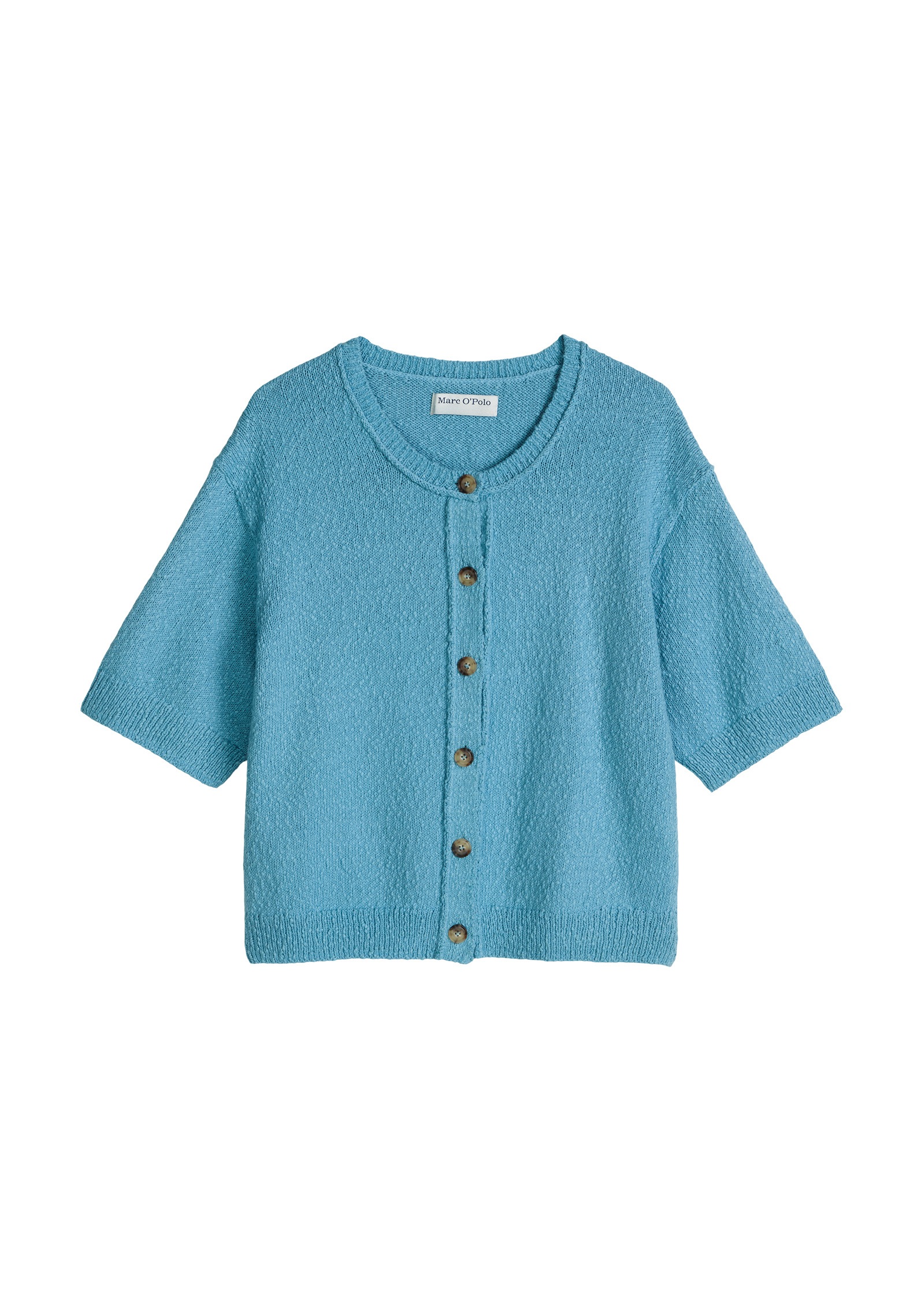 Cardigan MARC O'POLO DENIM "aus Cotton Slub Garn", Herren, Gr. L, blau dawn, Obermaterial: 100% Baumwolle, unifarben, regular fit, Rundhals, Rippbündchen, Strickjacken