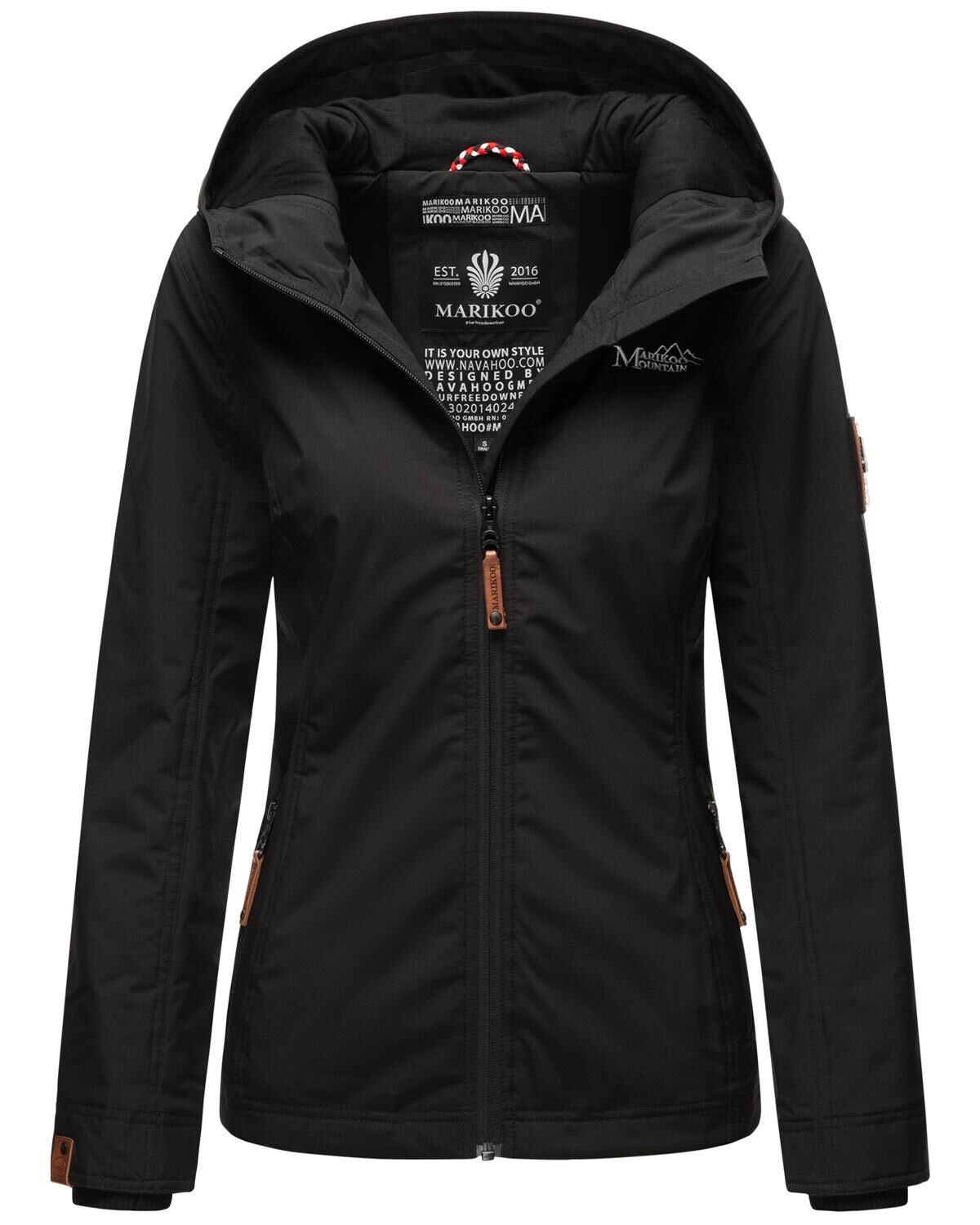 Marikoo Outdoorjacke "Brombeere" Sportliche Übergangsjacke mit Kapuze und schützendem Kragen
