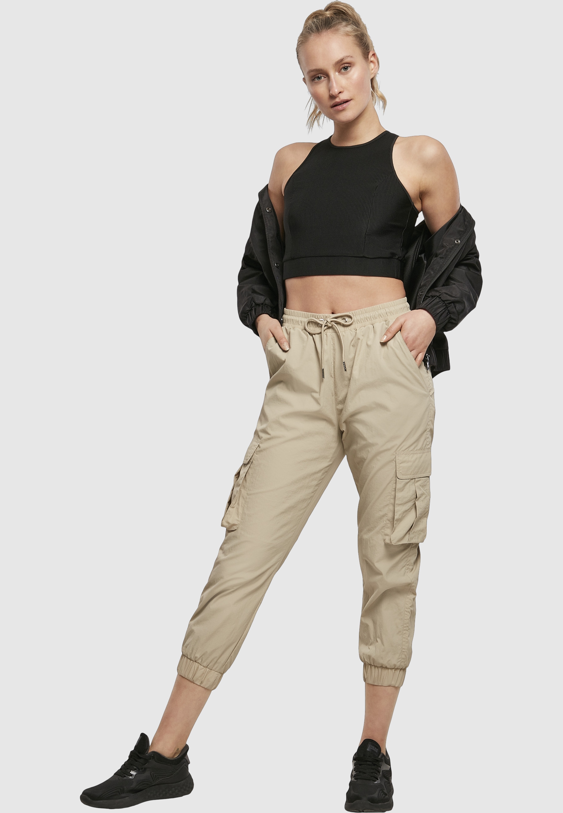 URBAN CLASSICS Sport-BH »Urban Classics Damen Ladies Cropped Shiny Rib Top«