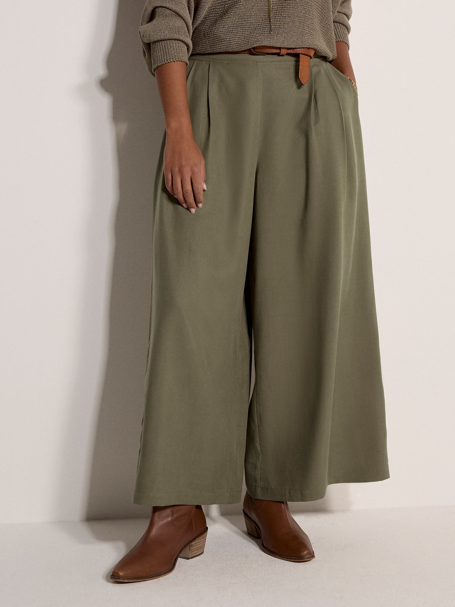 Apricot Palazzohose "Weite Hose" aus Slub-Leinen