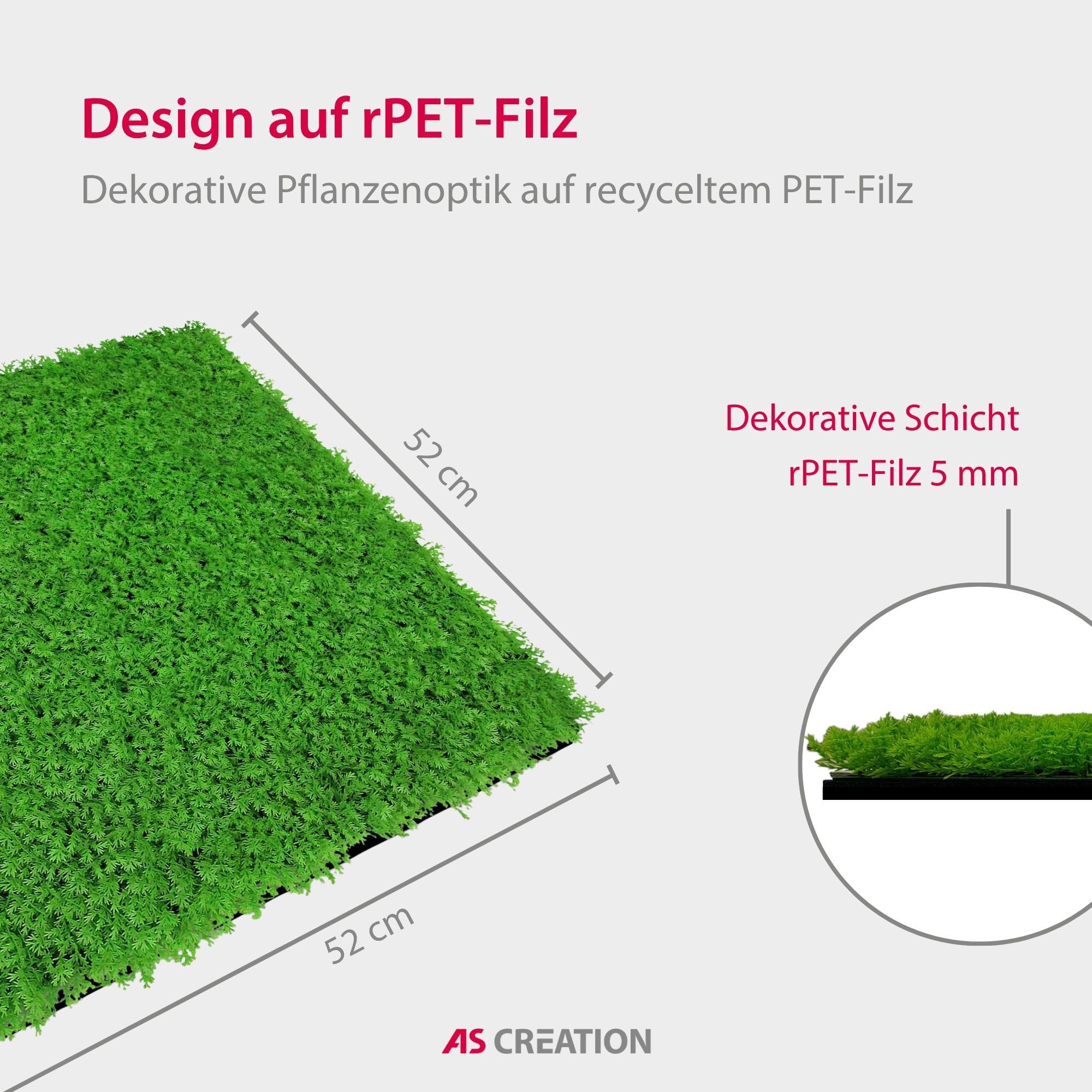 Architects Paper 3D Wandpaneel »A.S. Création Modular Wall Wandpaneel Pflanzenoptik« 1 tlg. Kunstpflanzen auf rPET-Filz für farbstarke botanische 3D-Wände