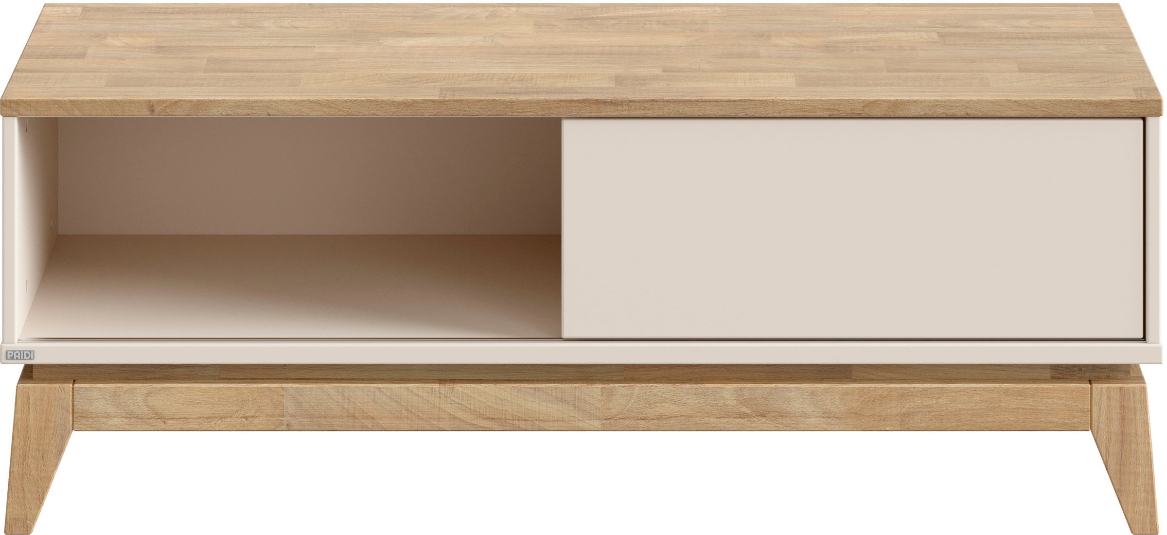 PAIDI Lowboard »STIENE in Beige oder Grau, 2 Fächer, Schiebetüre mit Soft-Close« B/H/T ca. 124/47/40cm,  stabiles Lowboard mit Massivholz, Sitzfunktion, TV-Board