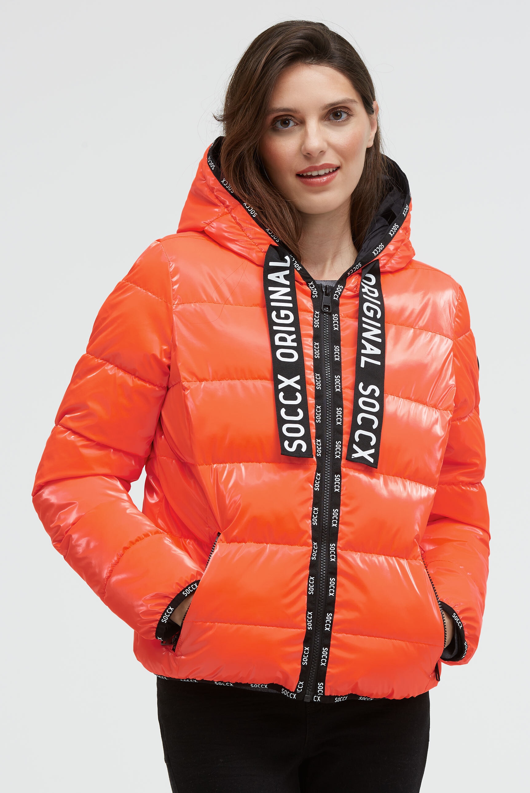 SOCCX Winterjacke, mit Kapuze, mit elastischem Saumabschluss günstig online kaufen