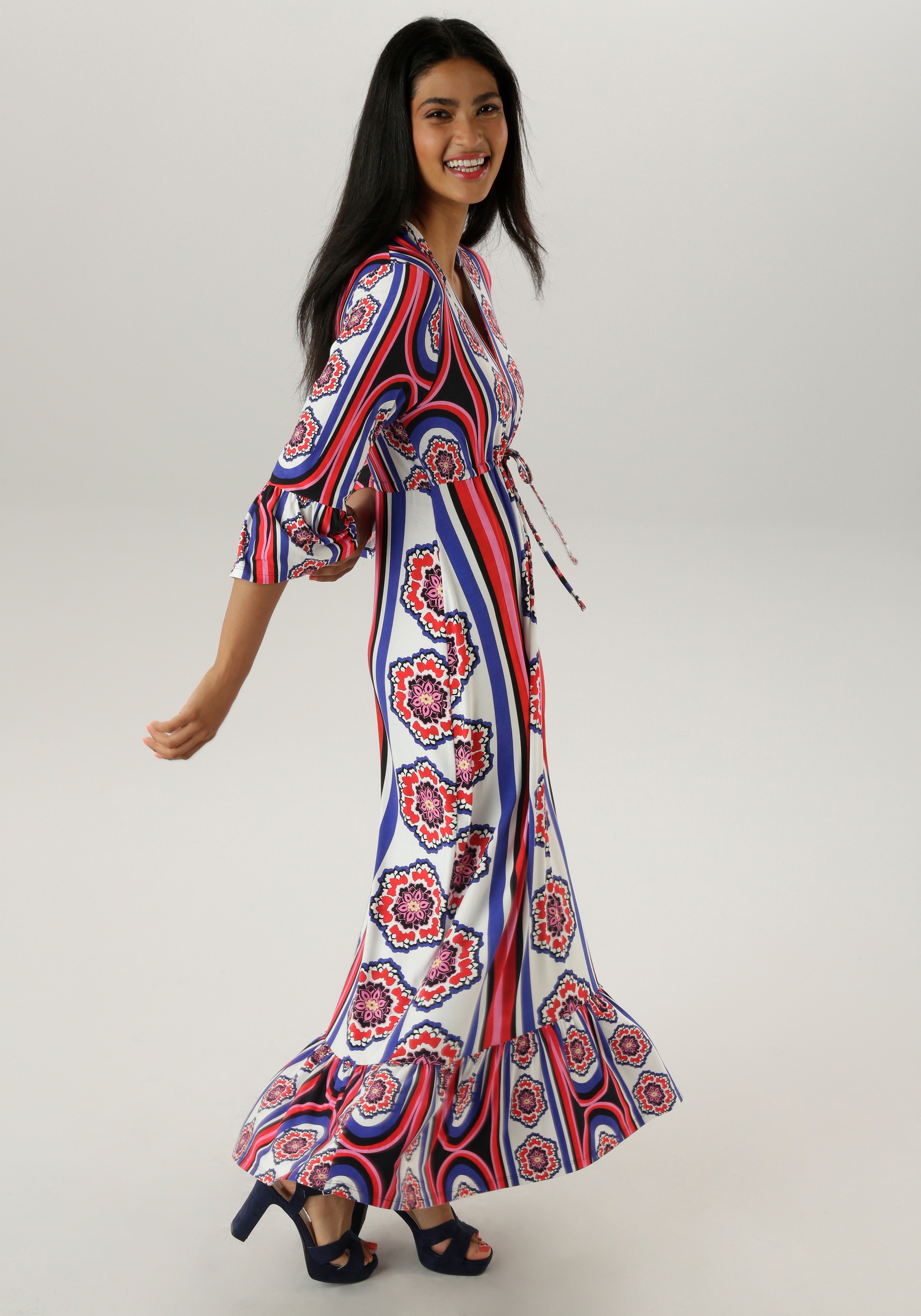 Aniston SELECTED Maxikleid, mit Volant an den 3/4-langen Ärmeln und am Saum - NEUE KOLLEKTION