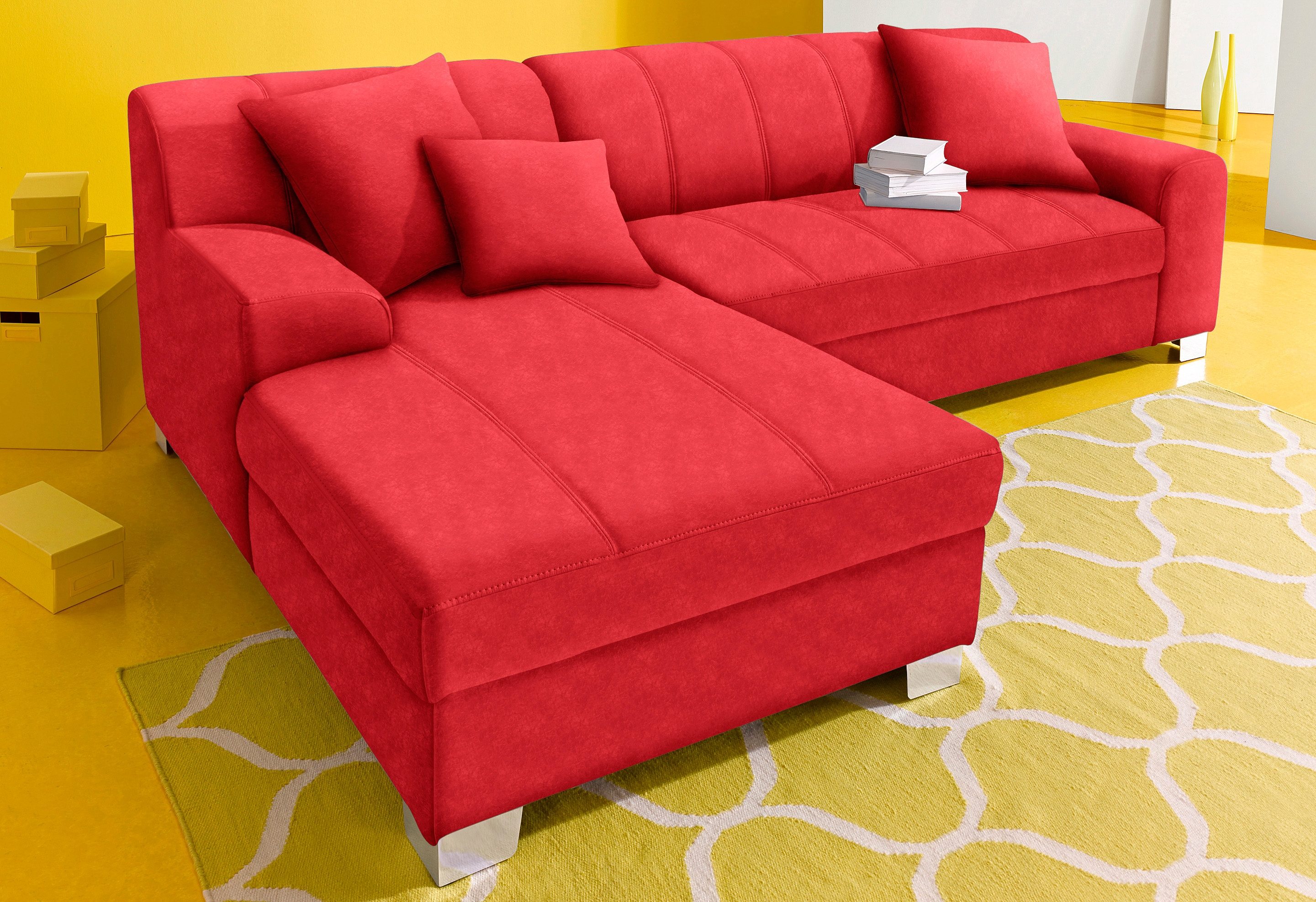 DOMO collection Ecksofa "TURAH 239x152 cm, inkl. Zierkissen, moderne Steppung" wahlw. mit Bettfunktion, L-Form, Unser Dauertiefpreis