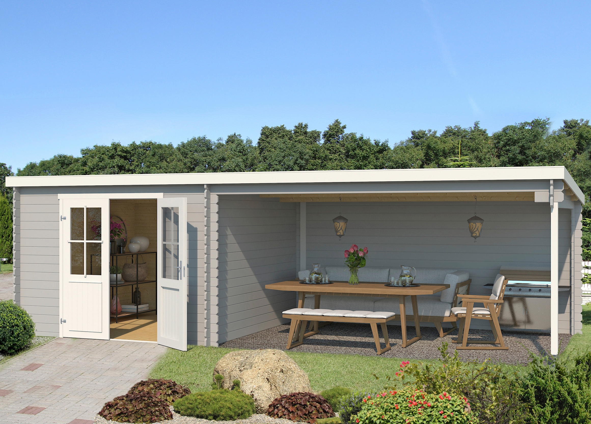 LASITA MAJA Gartenhaus "St. Louis" mit Anbau günstig online kaufen