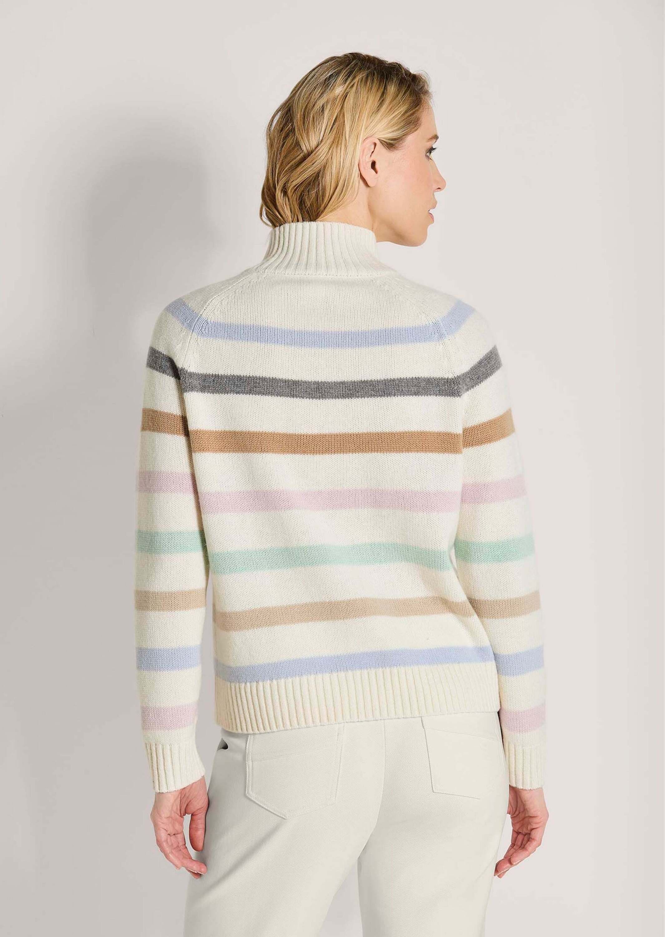 MADELEINE Stehkragenpullover »Strickpullover Wollpullover im Streifen-Look«