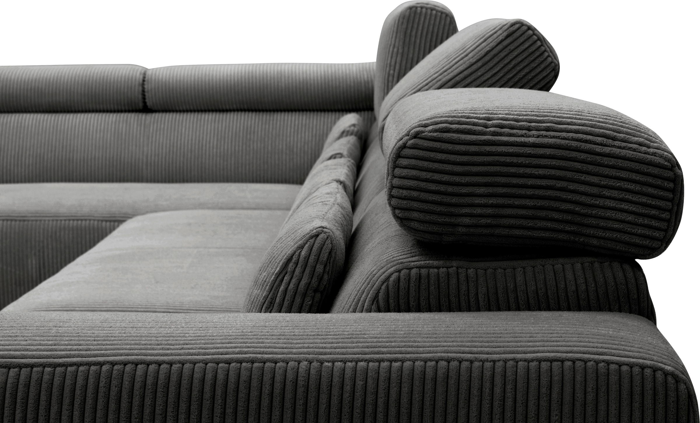 DOMO collection Wohnlandschaft »Brandon viele Bezugsarten, auch in Cord und Leder, incl. Nierenkissen«, mit Kopfteilverstellung, wahlweise Sitztiefenverstellung, U-Form